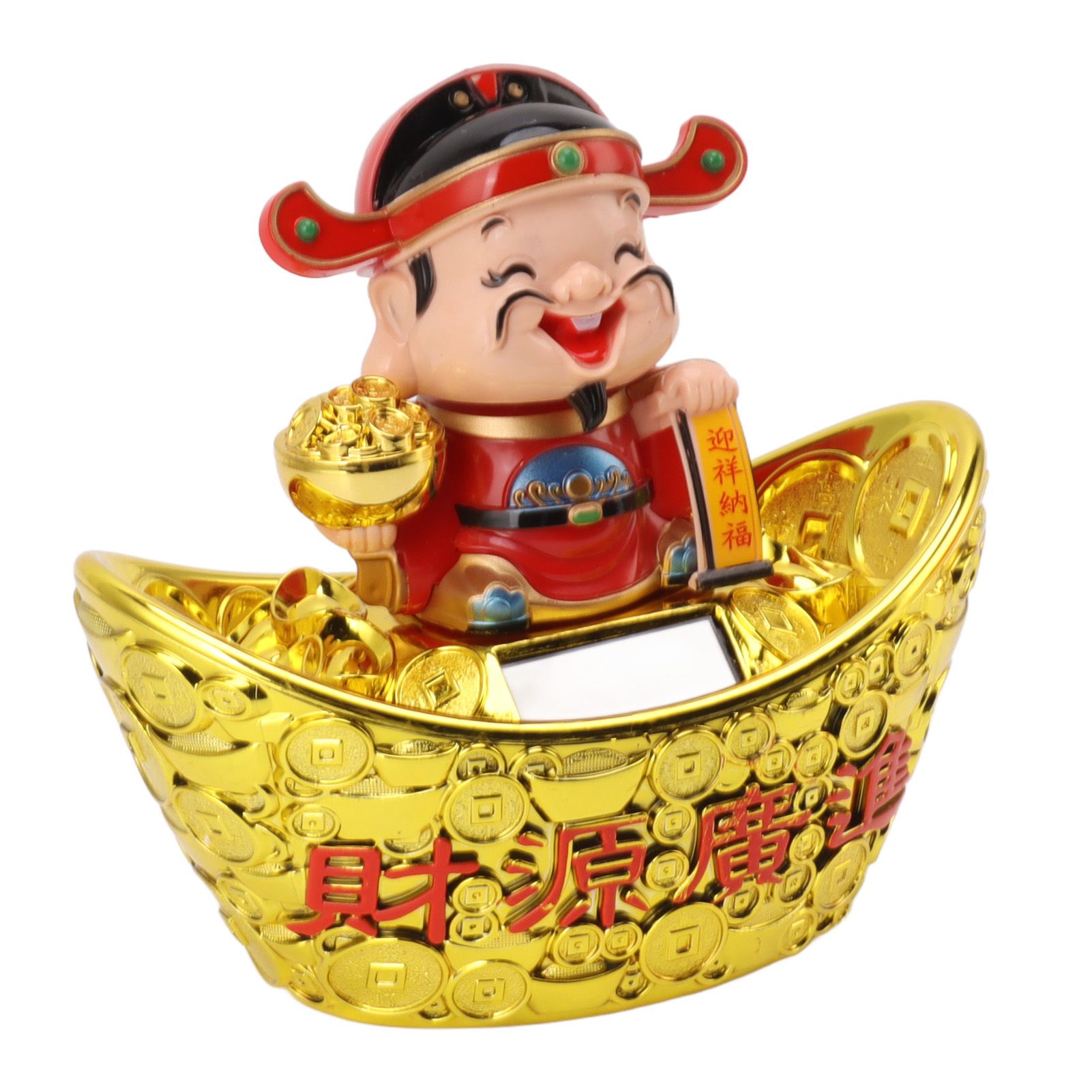 Wealth God Ornament Solar Panel Nodding Fortune Wealth Statue for Car view 5