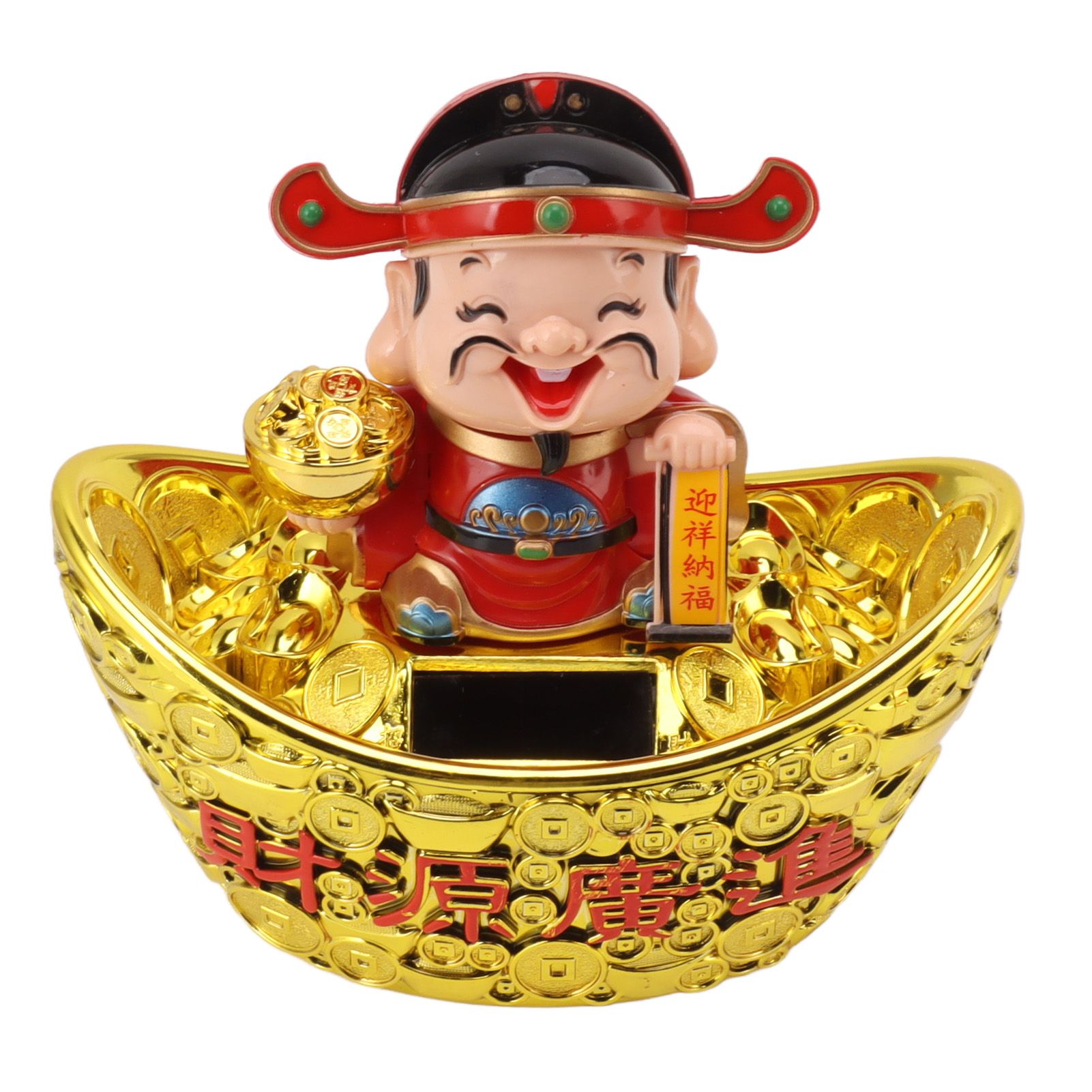 Wealth God Ornament Solar Panel Nodding Fortune Wealth Statue for Car view 6