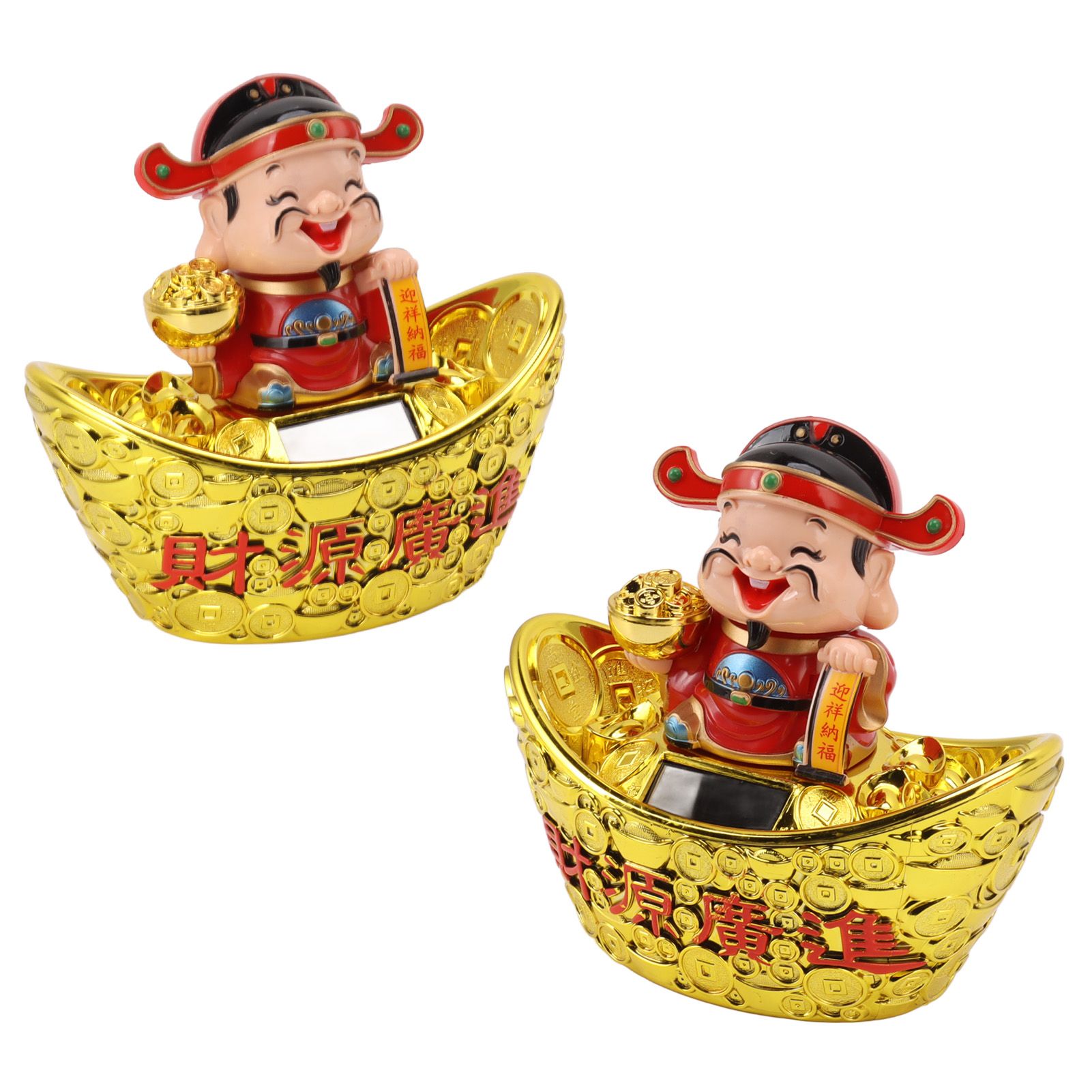 Wealth God Ornament Solar Panel Nodding Fortune Wealth Statue for Car view 8