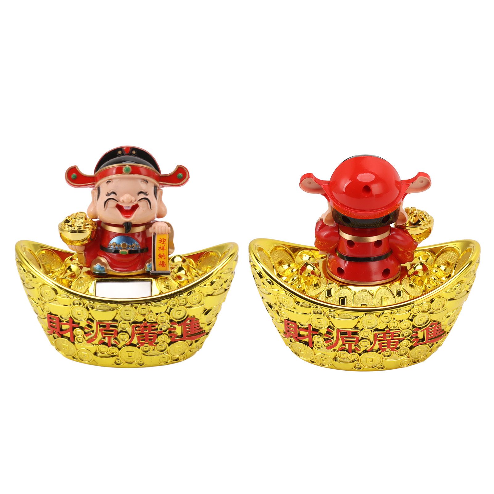 Wealth God Ornament Solar Panel Nodding Fortune Wealth Statue for Car view 10