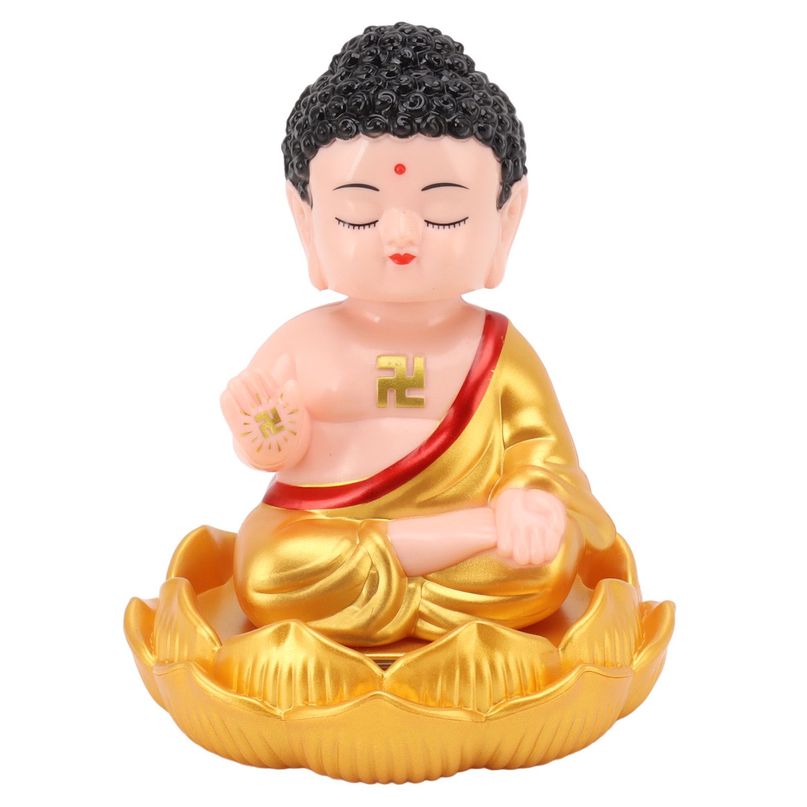Buddha Ornament Solar Powered Light Energy Sensing Auto Nod Buddha Decoration view 6