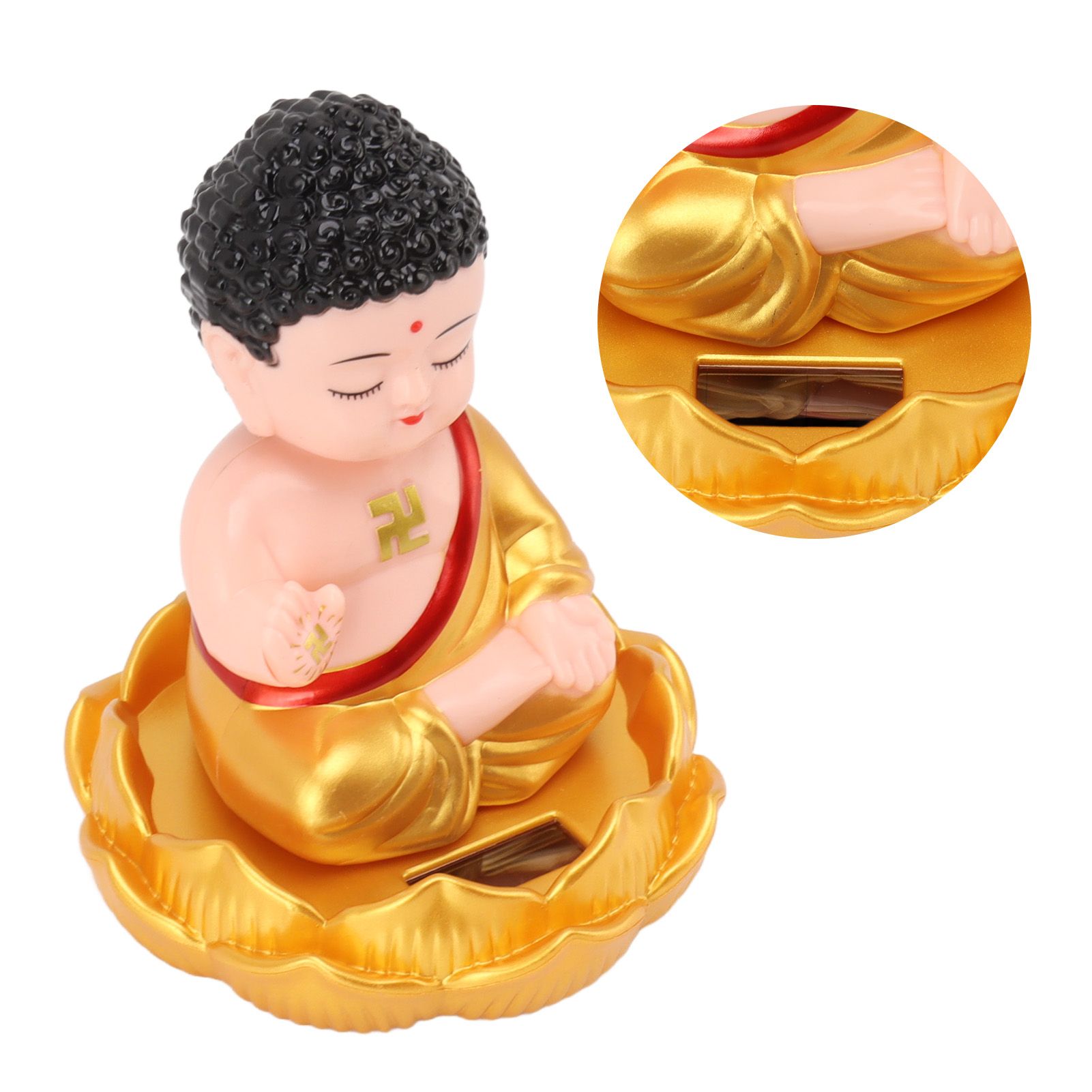 Buddha Ornament Solar Powered Light Energy Sensing Auto Nod Buddha Decoration view 9