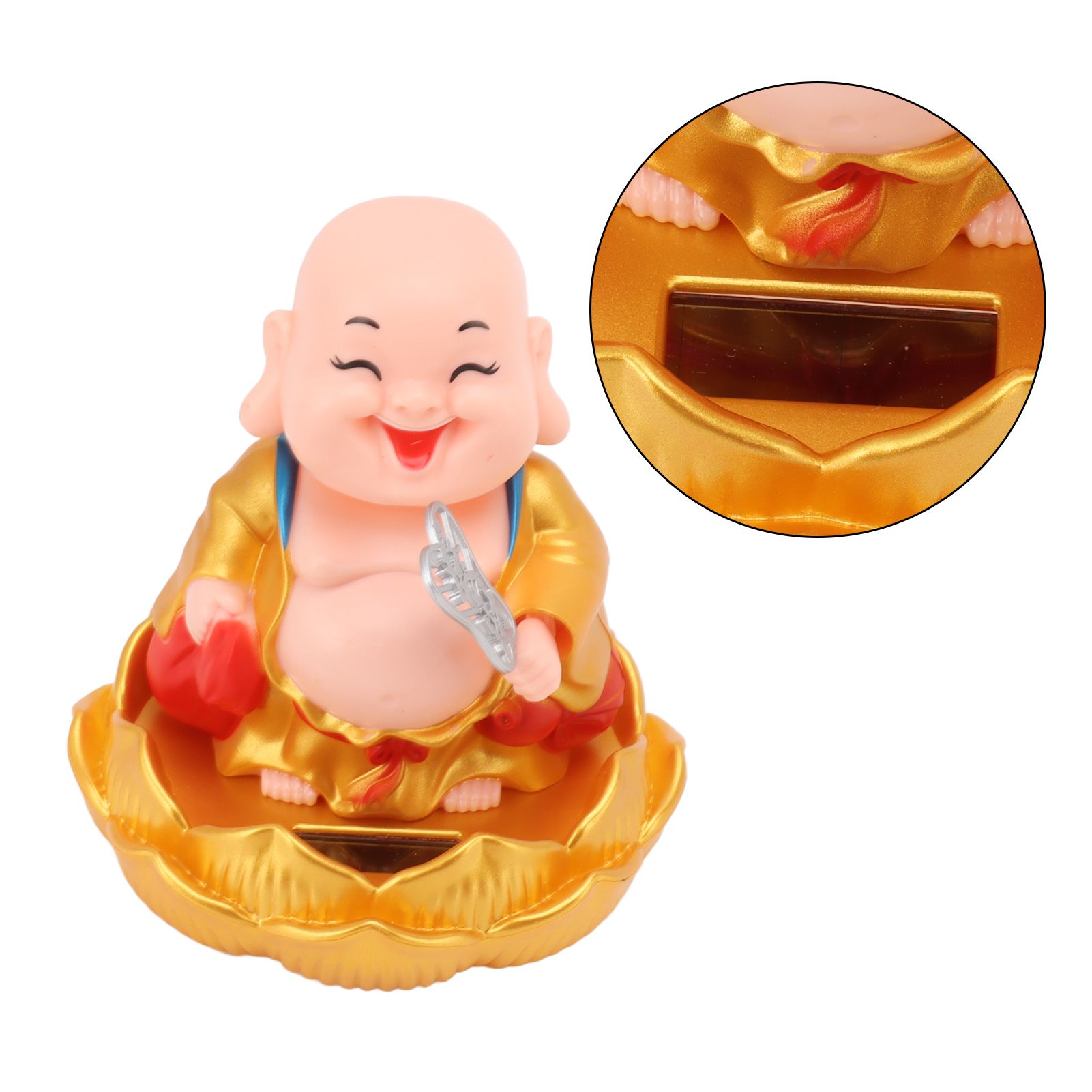 Solar Buddha Statue Solar Nodding Maitreya Car Ornament Decoration Shaking view 7