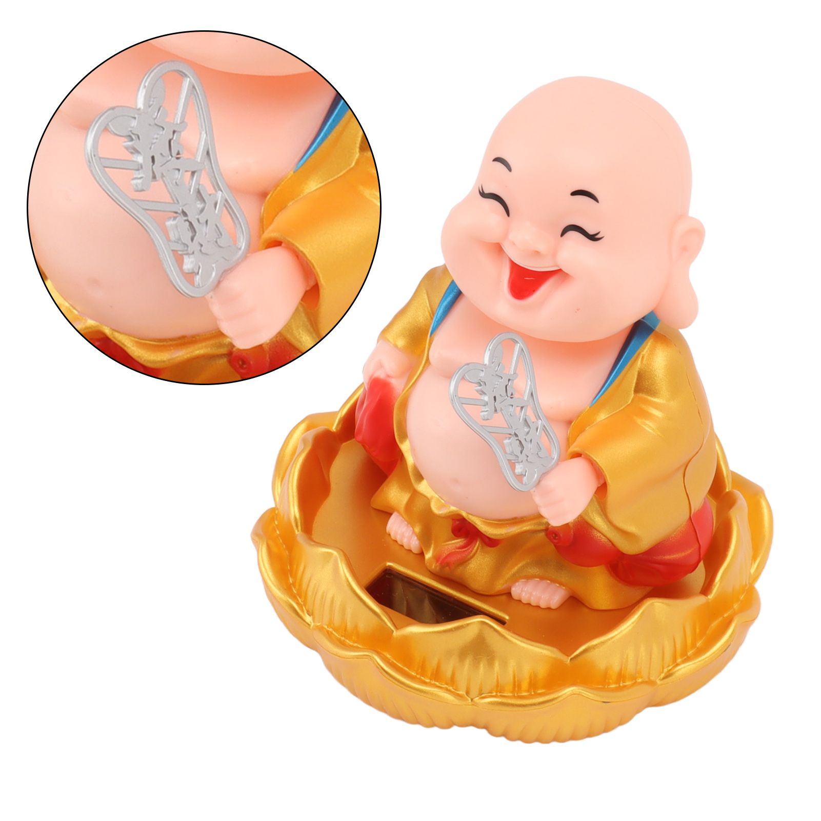 Solar Buddha Statue Solar Nodding Maitreya Car Ornament Decoration Shaking view 8