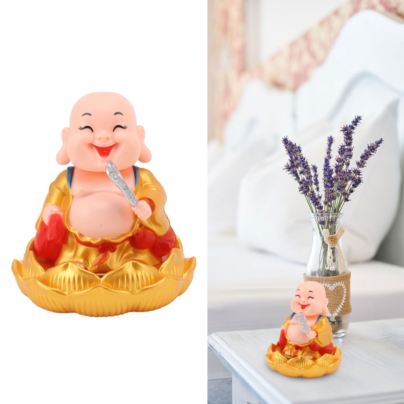 Solar Buddha Statue Solar Nodding Maitreya Car Ornament Decoration Shaking view 11