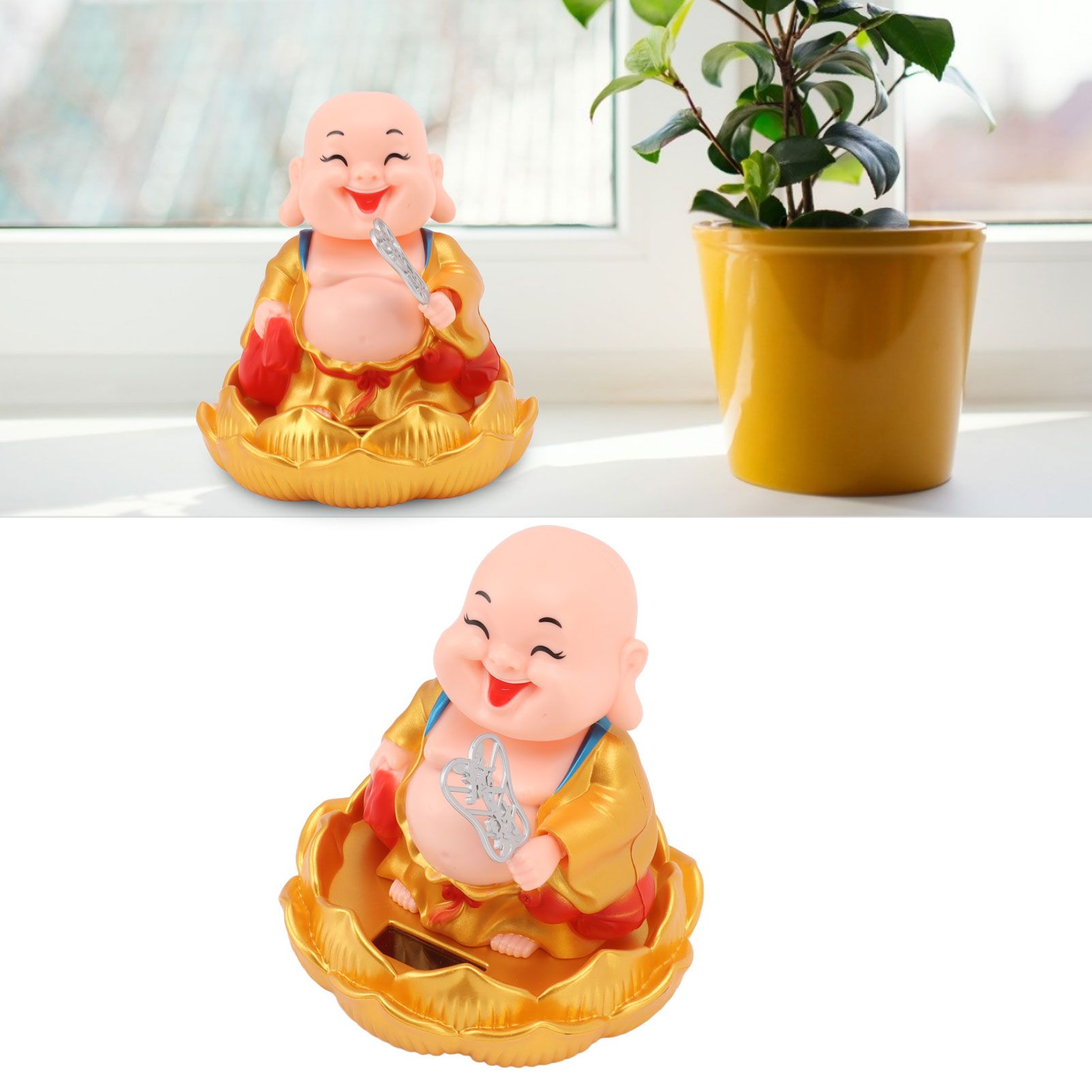 Solar Buddha Statue Solar Nodding Maitreya Car Ornament Decoration Shaking view 12