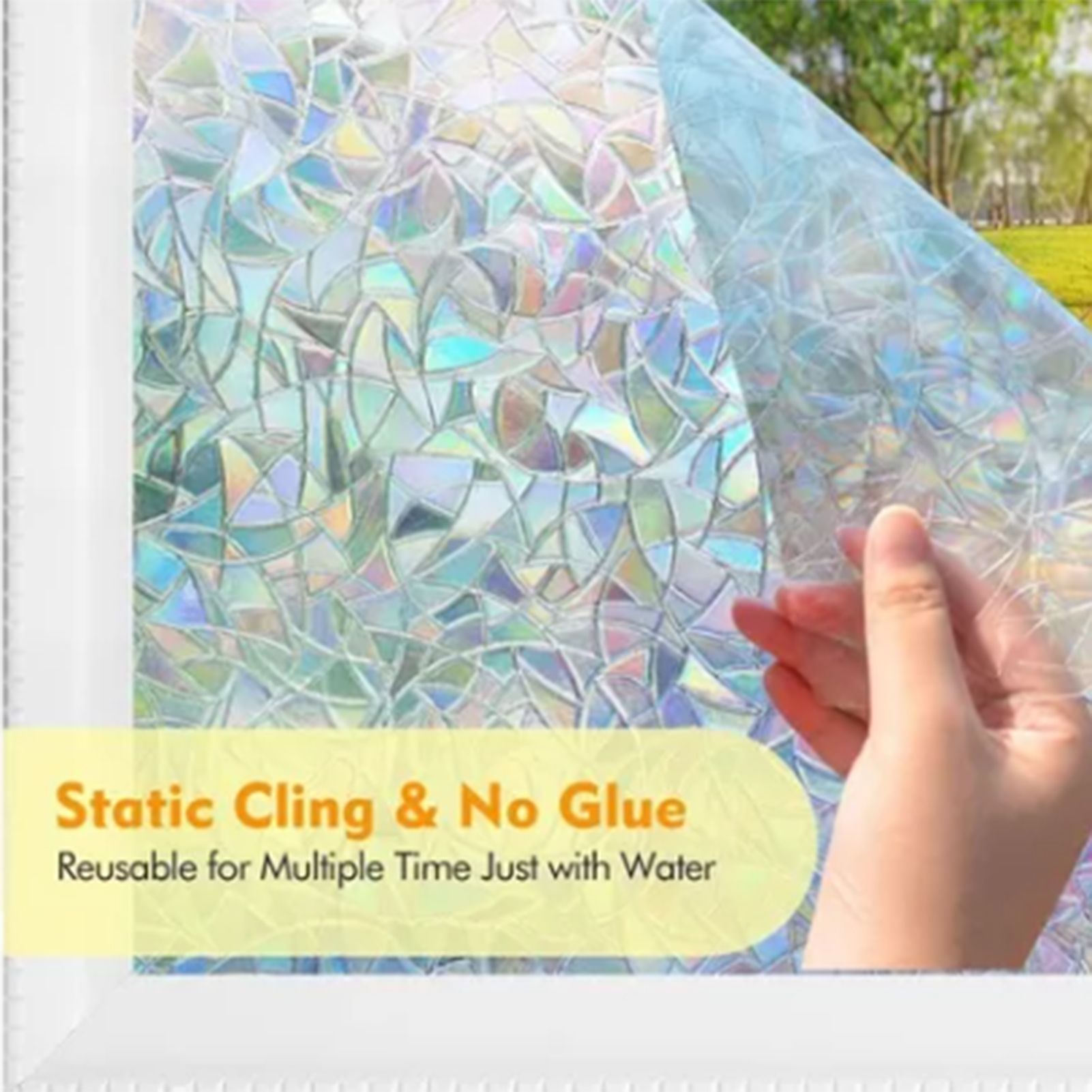 45x200cm Decorative Window Privacy Film 3D Rainbow Window Film Static Cling view 6