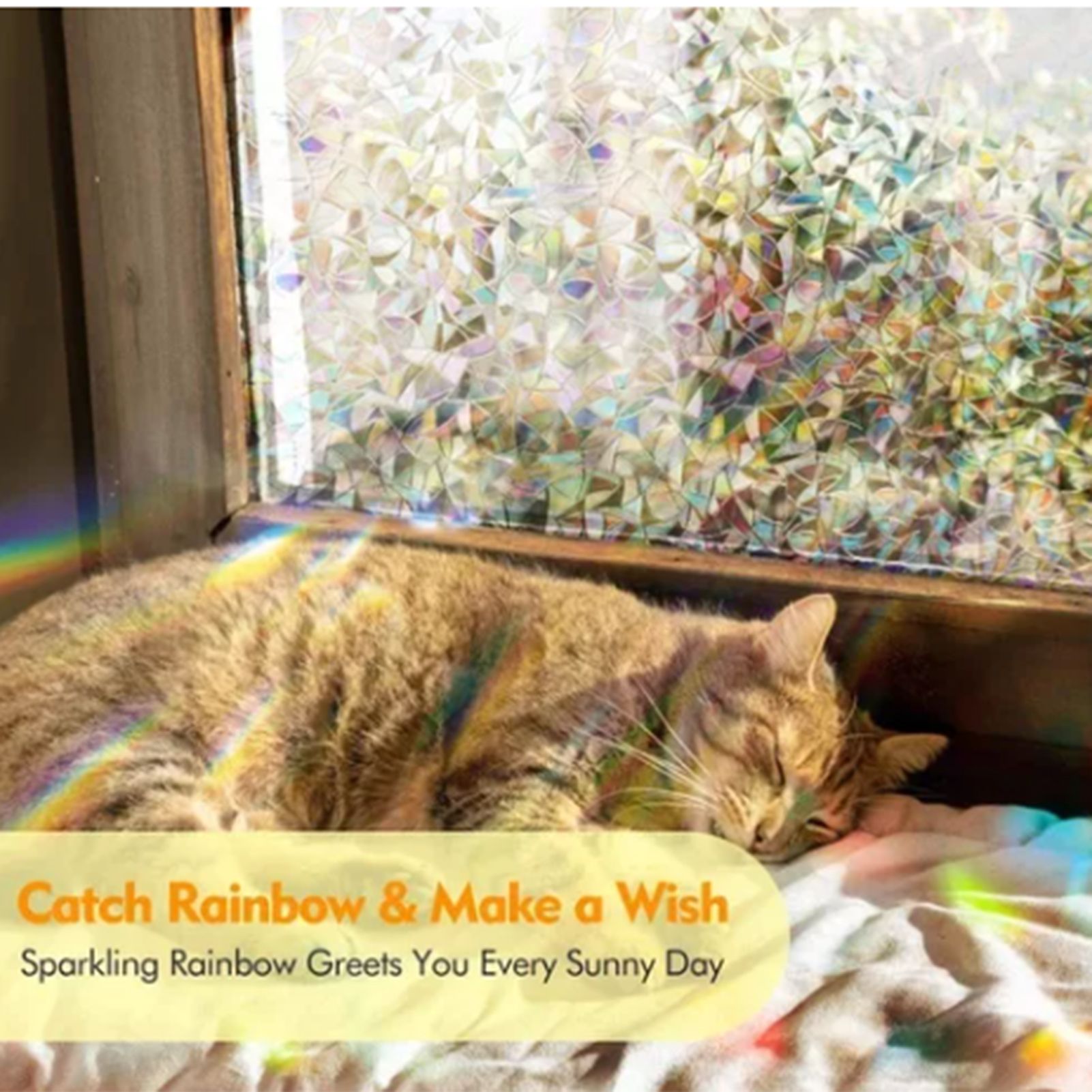 45x200cm Decorative Window Privacy Film 3D Rainbow Window Film Static Cling view 10
