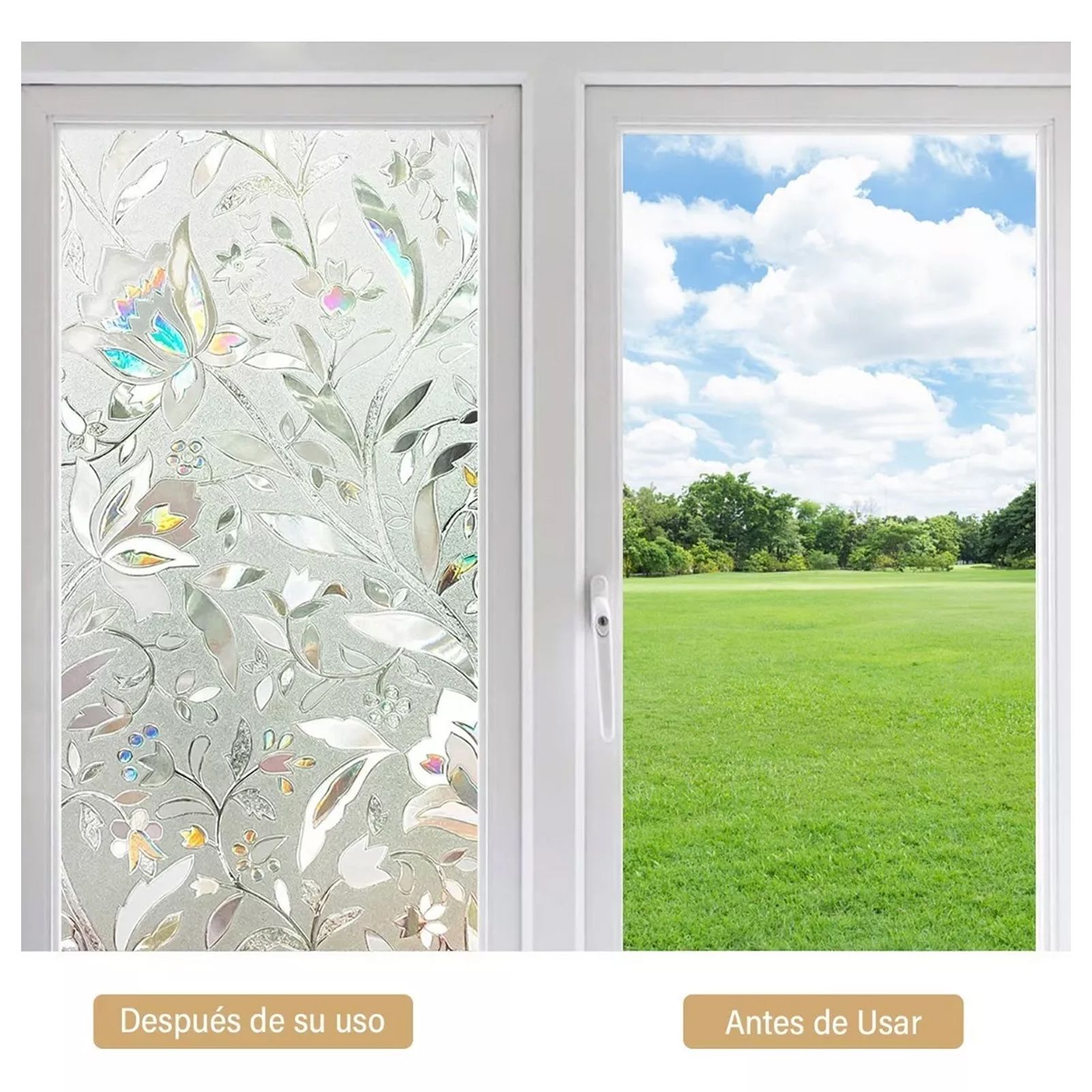 60x300cm 3D Tulip Pattern Self Adhesive Window Privacy Film Static Cling view 9