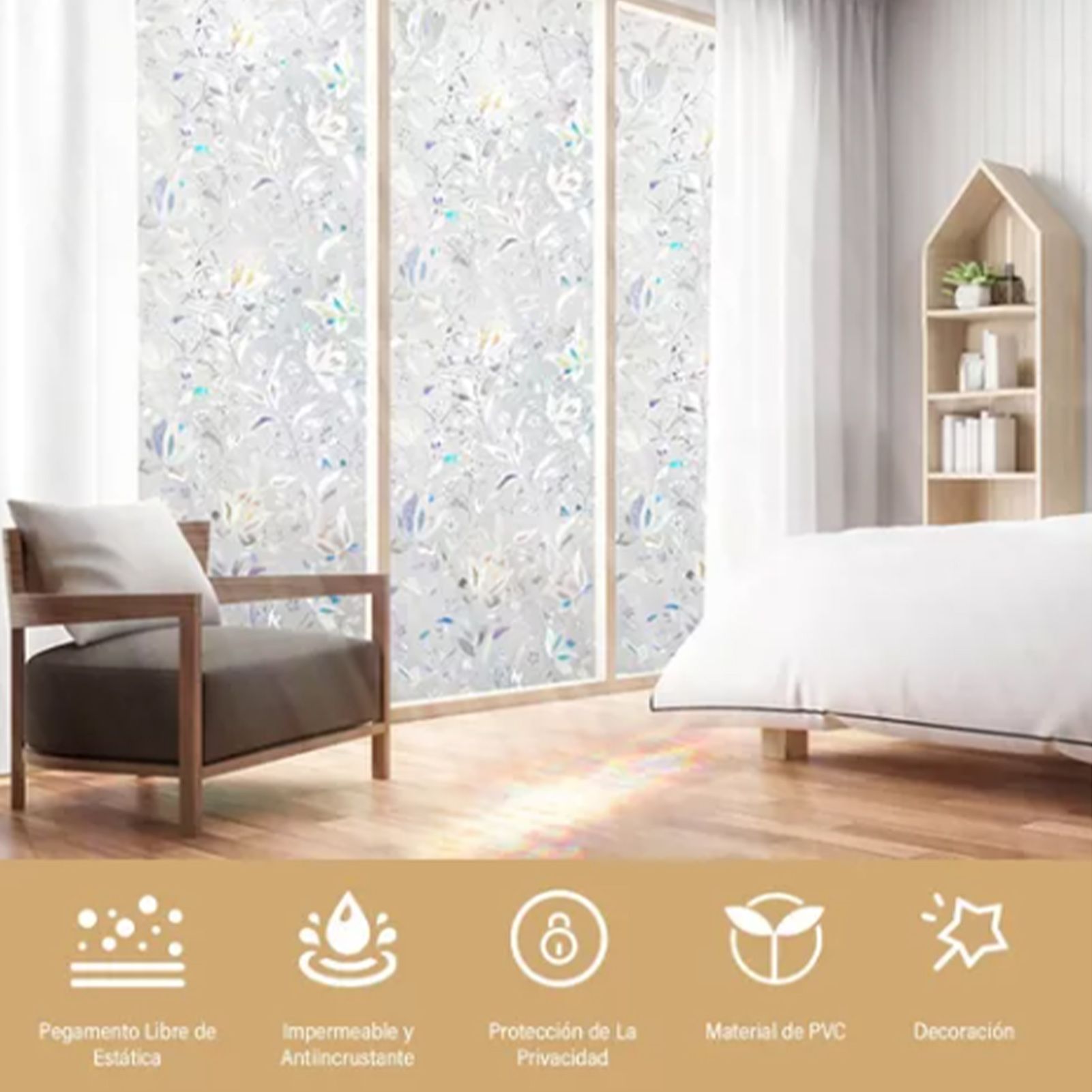60x300cm 3D Tulip Pattern Self Adhesive Window Privacy Film Static Cling view 10