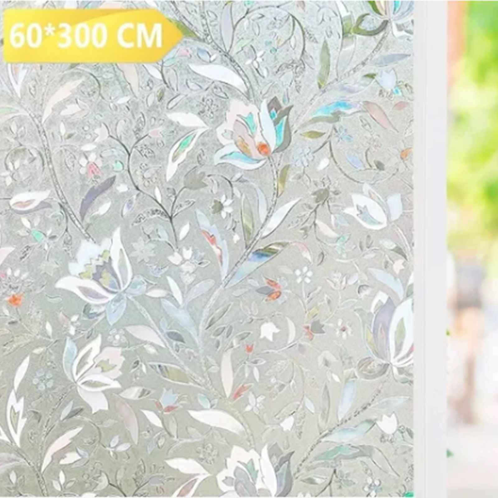 60x300cm 3D Tulip Pattern Self Adhesive Window Privacy Film Static Cling view 11