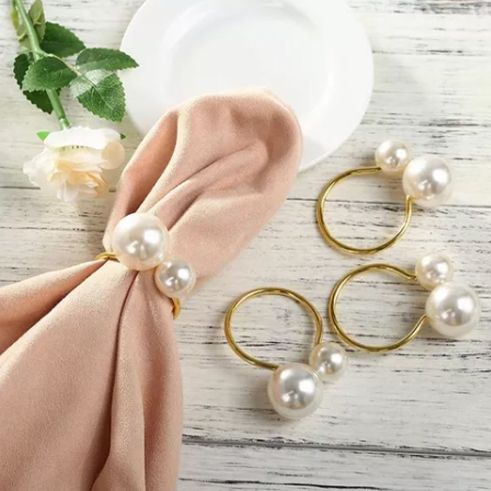 12pcs Napkin Ring Washable Decorative Exquisite Metal Napkin Ring Buckle for view 9
