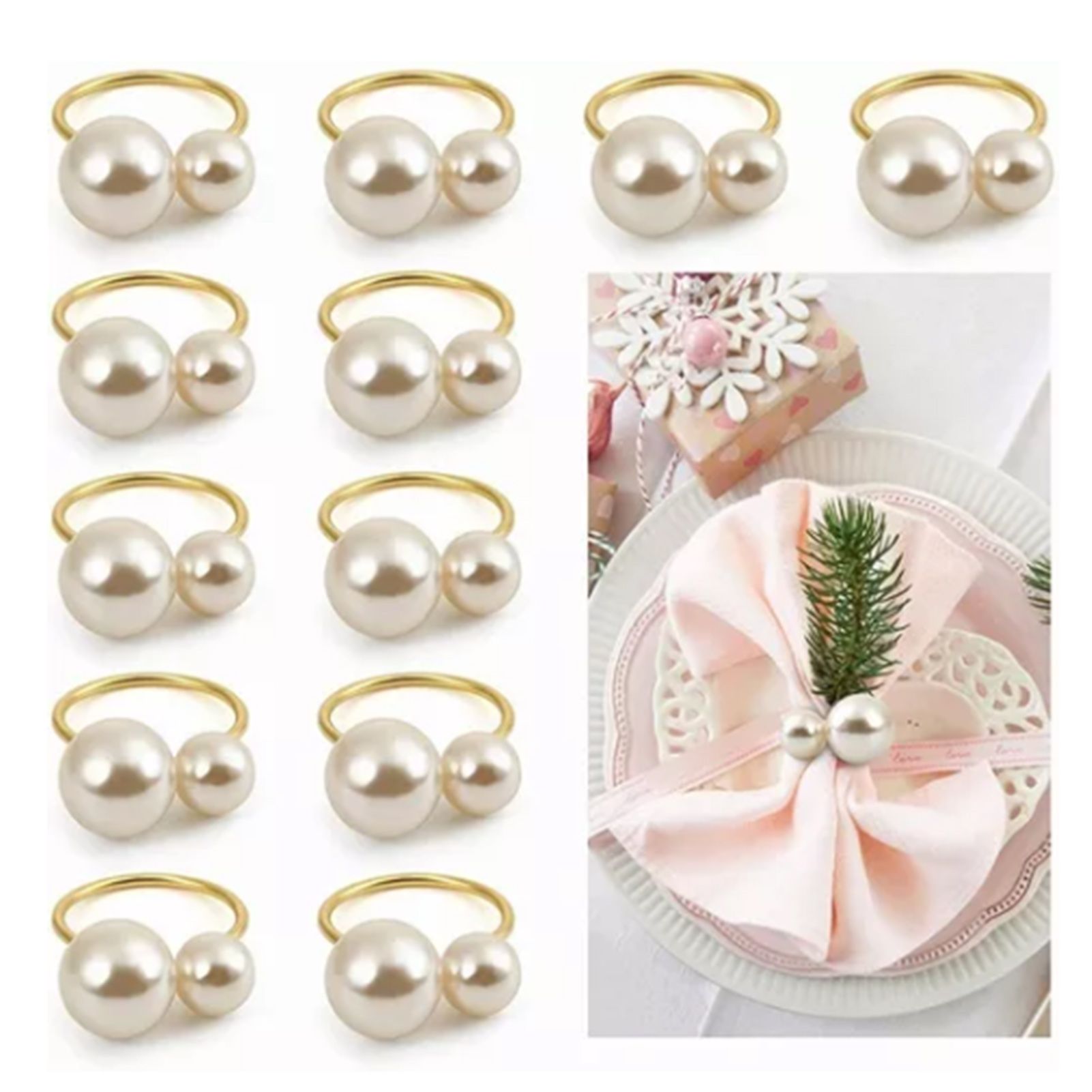 12pcs Napkin Ring Washable Decorative Exquisite Metal Napkin Ring Buckle for view 11