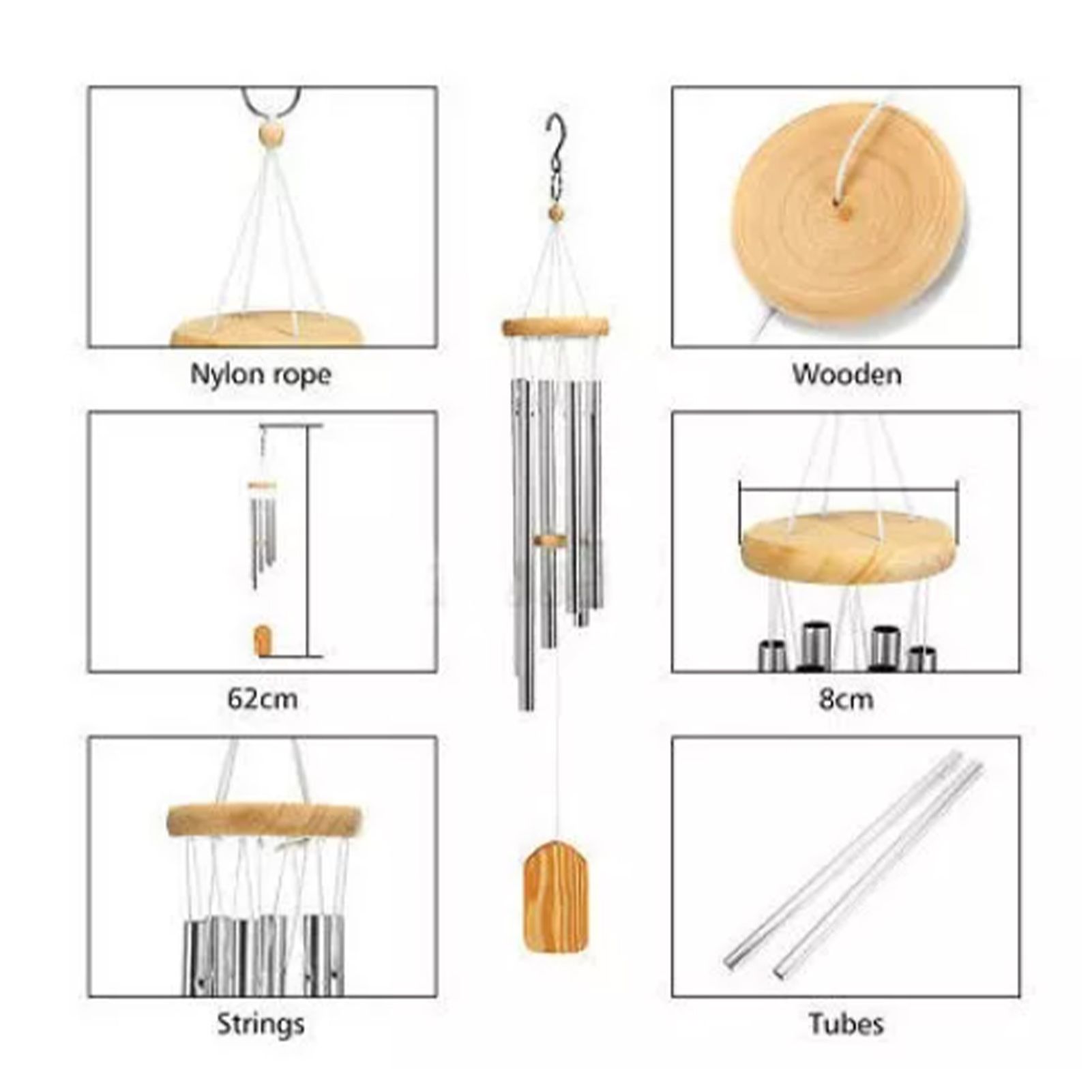 Wind Chimes Outdoor Sympathy Memorial Wind Chimes with Metal Tubes for Home view 11