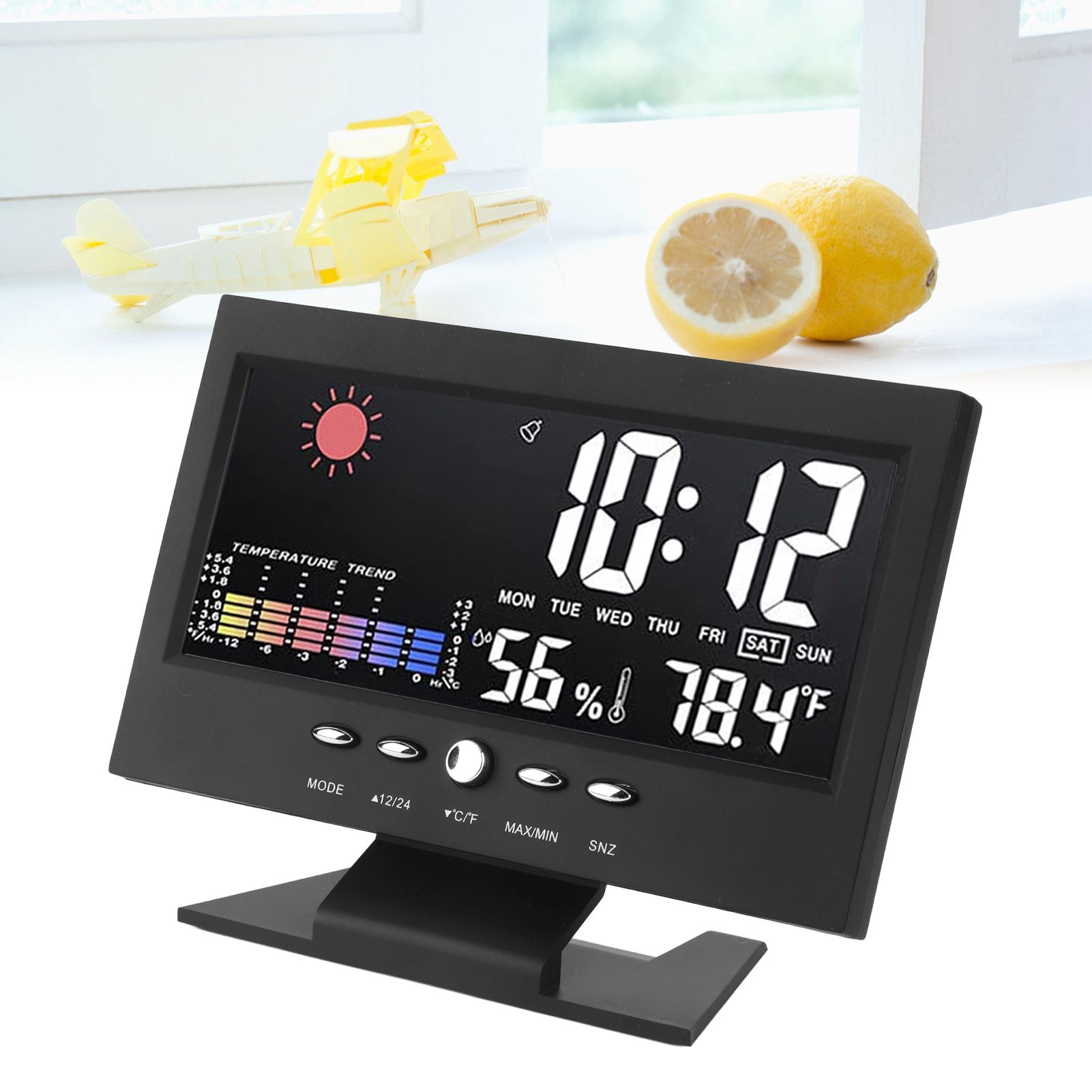 Weather Forecast Clock ABS LED Color Screen Multifunctional Temperature view 12