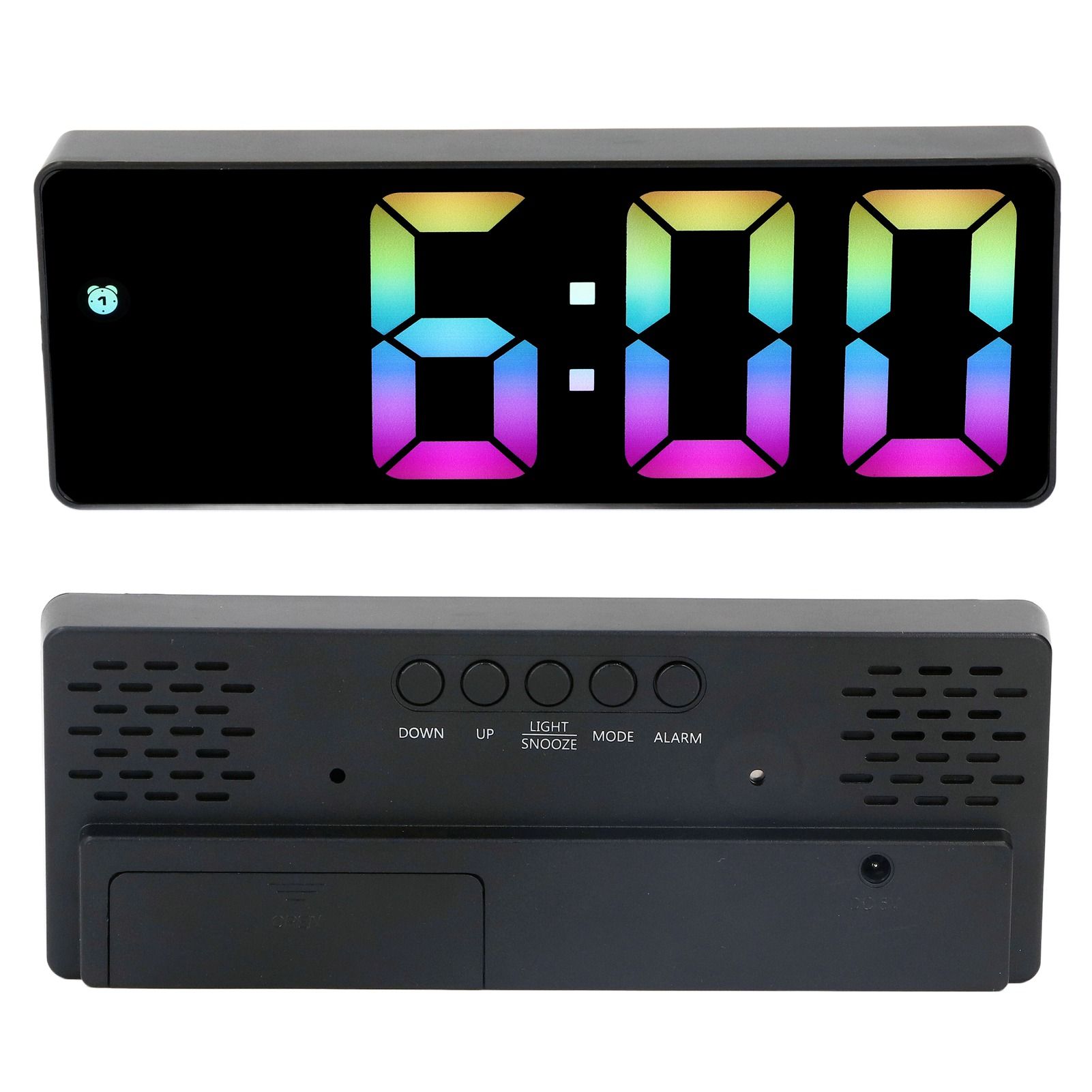 Colorful LED Digital Alarm Clock Large LED Screen Electronic Alarm Clock for view 8