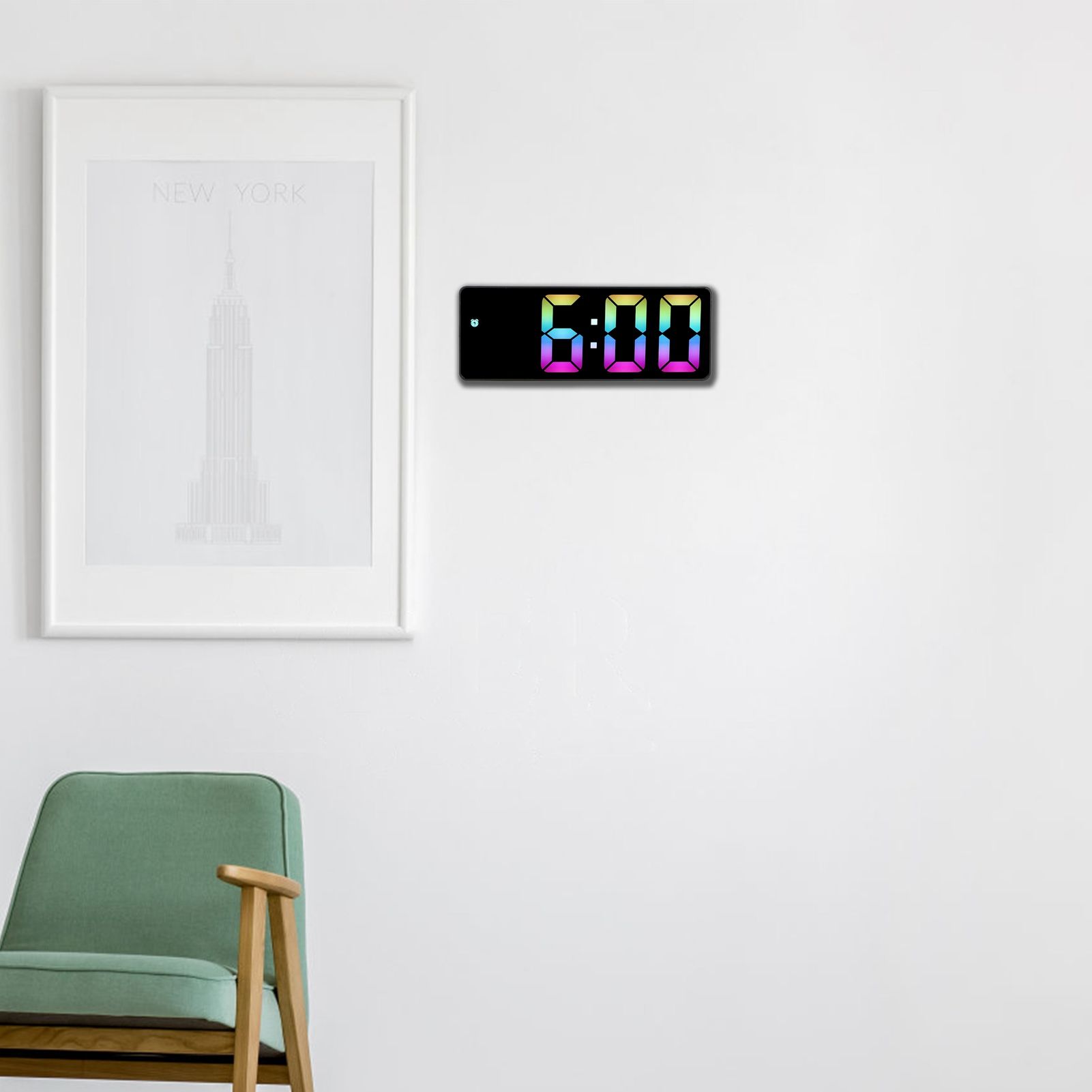 Colorful LED Digital Alarm Clock Large LED Screen Electronic Alarm Clock for view 12
