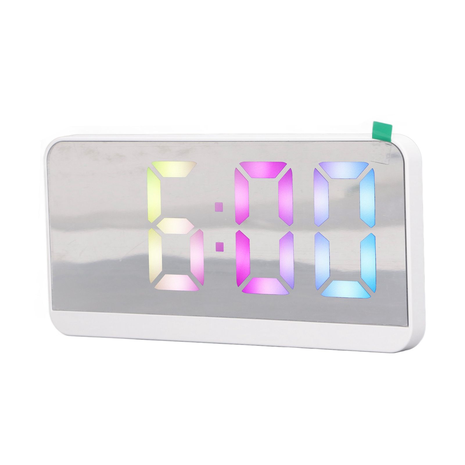 White Digital Alarm Clock with LED Mirror Screen Fashion Electronic Large view 3