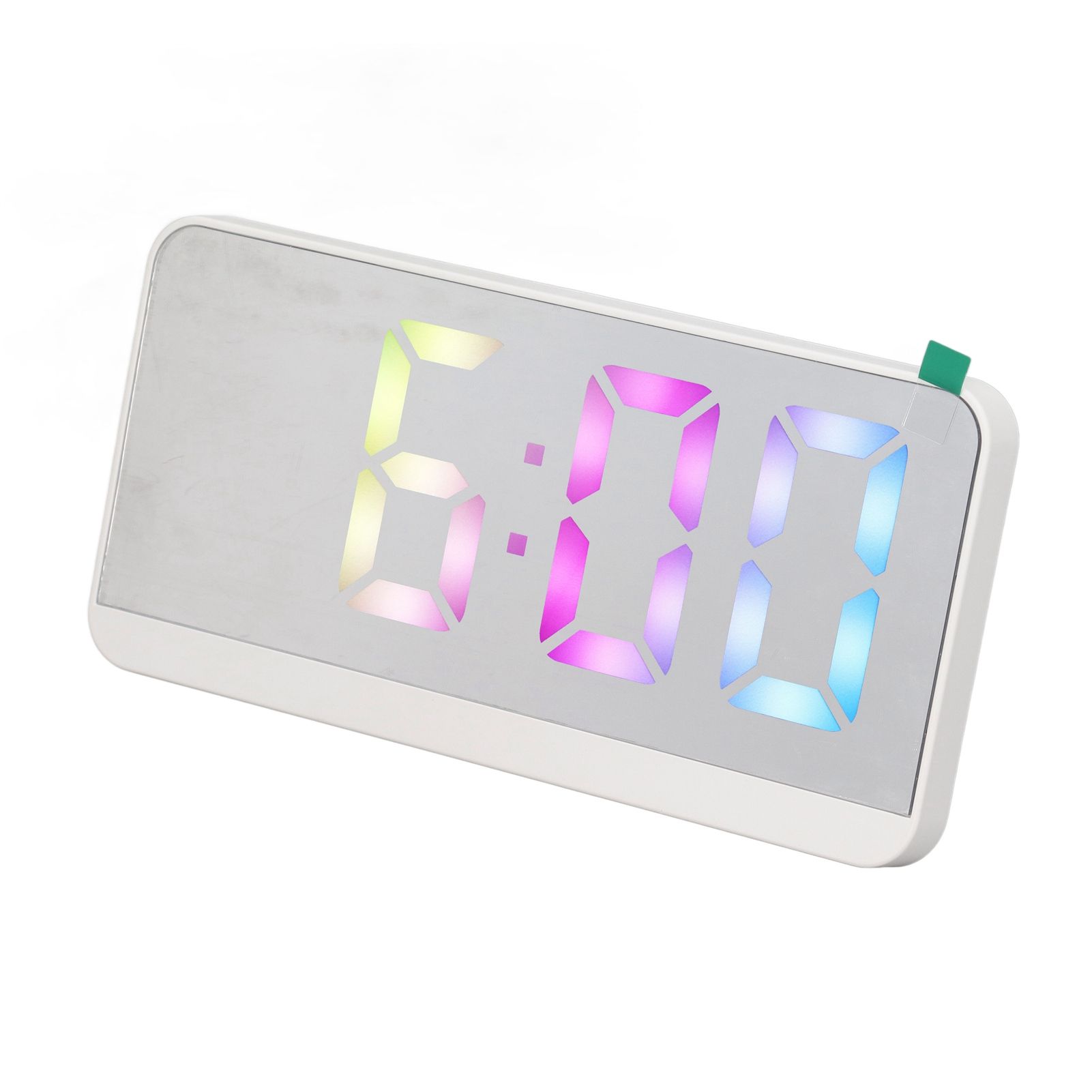 White Digital Alarm Clock with LED Mirror Screen Fashion Electronic Large view 7