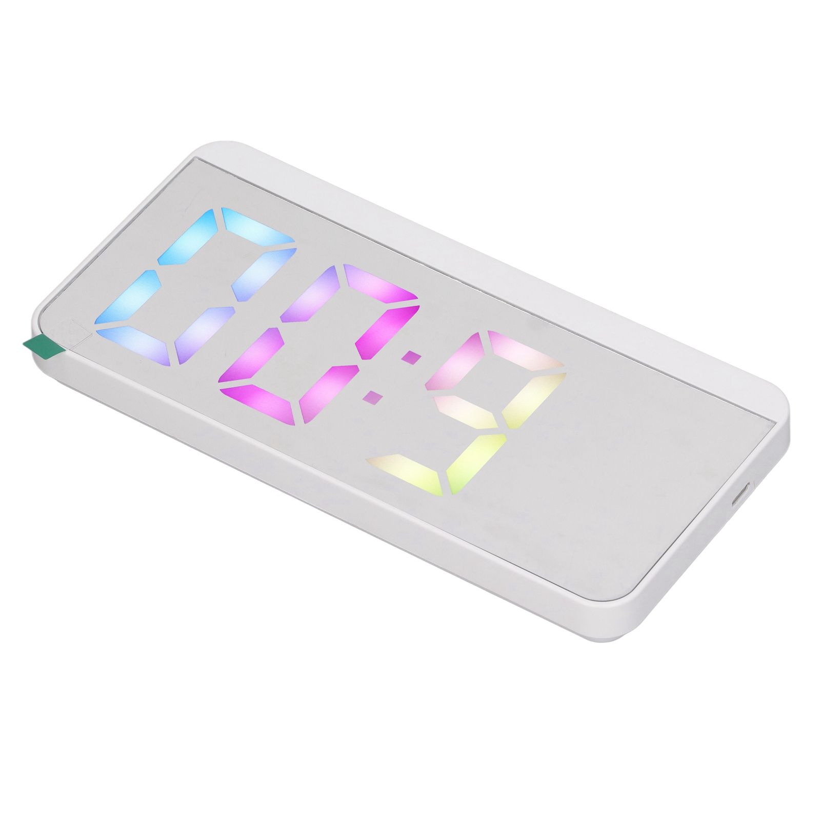 White Digital Alarm Clock with LED Mirror Screen Fashion Electronic Large view 8