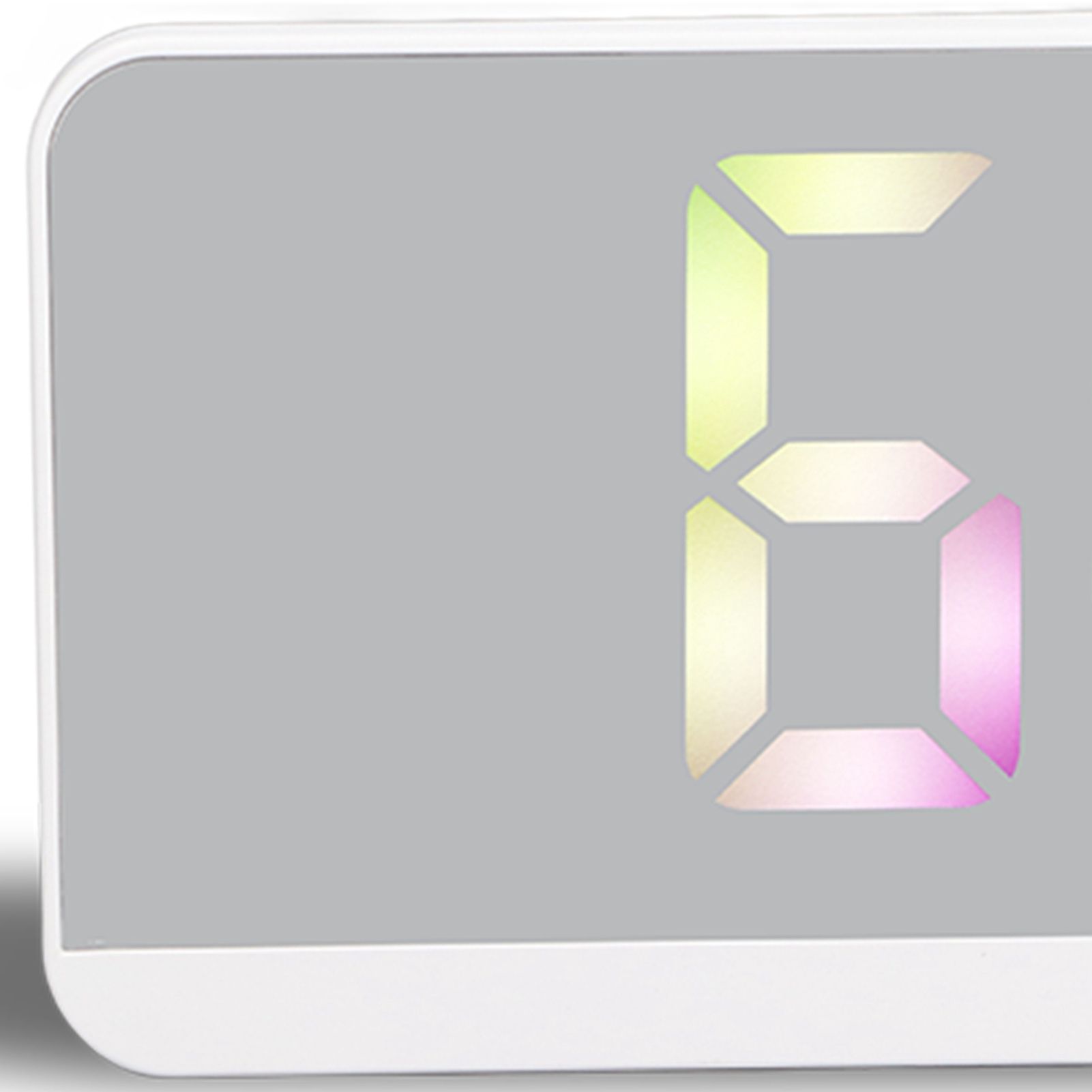 White Digital Alarm Clock with LED Mirror Screen Fashion Electronic Large view 13