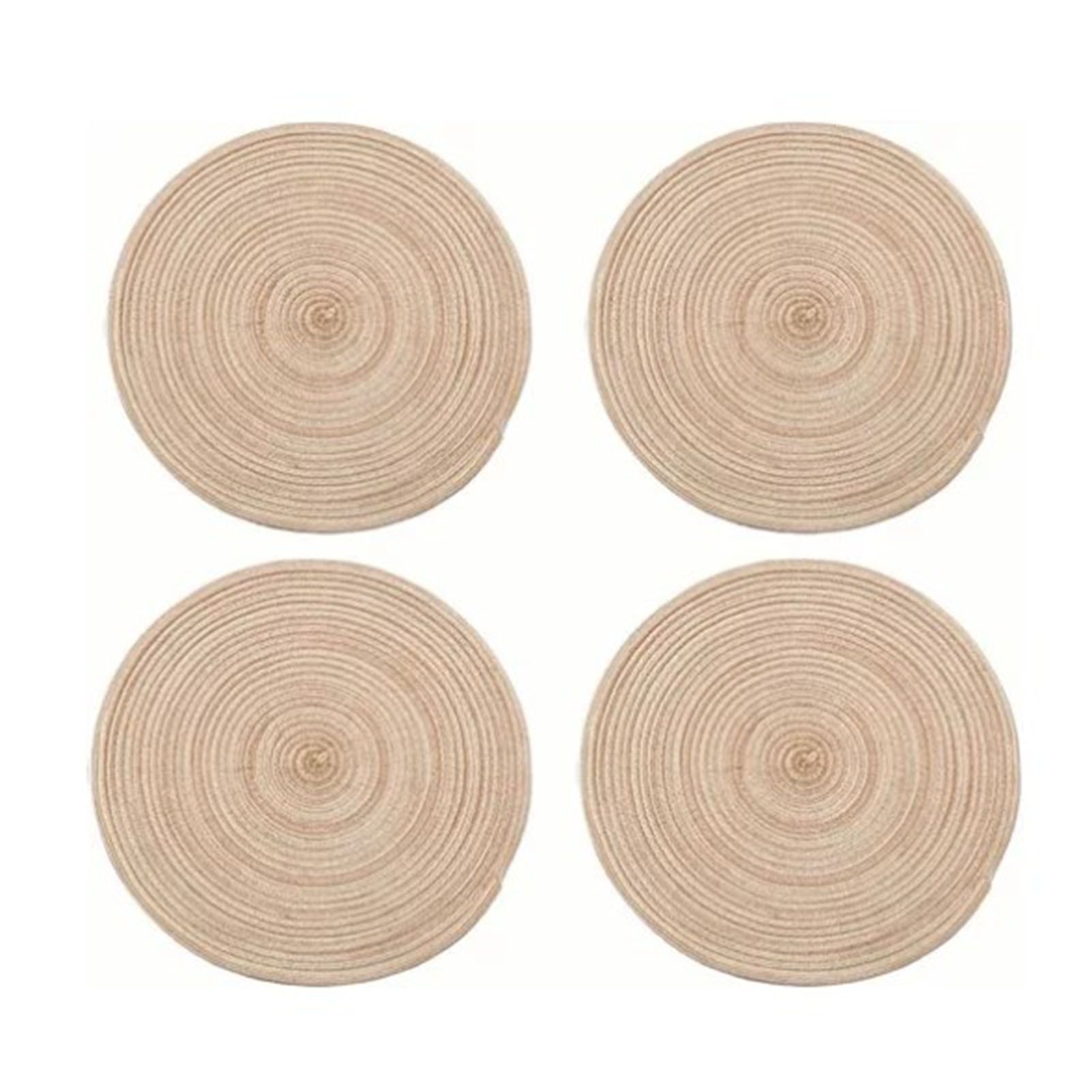 4Pcs Circular Cup Mat Braiding Heat Resistant Bowl Plate Mat Nordic Style view 4