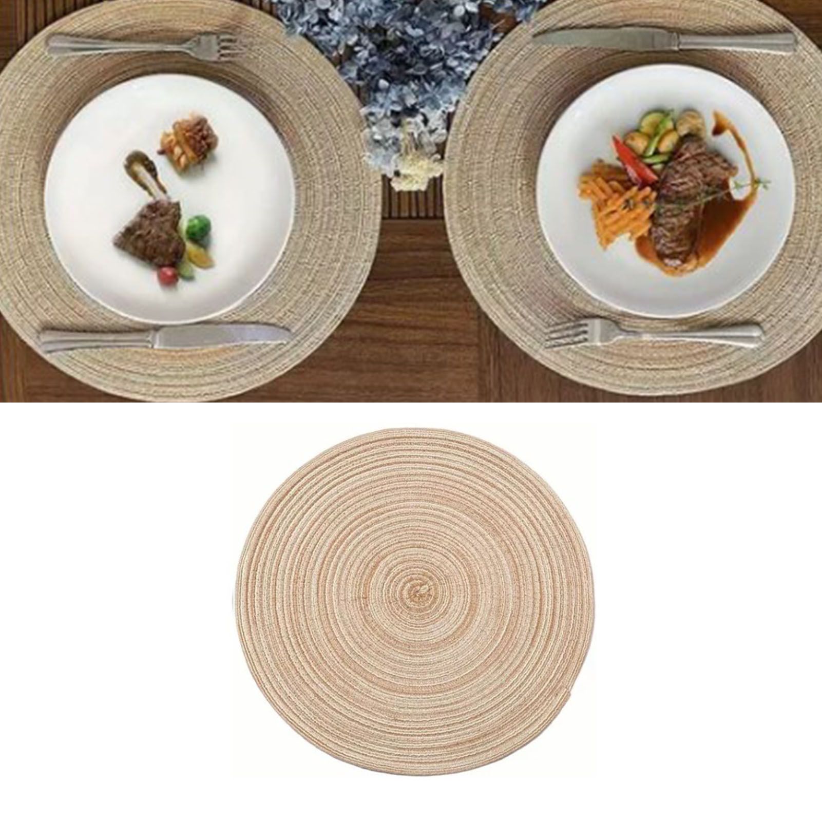 4Pcs Circular Cup Mat Braiding Heat Resistant Bowl Plate Mat Nordic Style view 9
