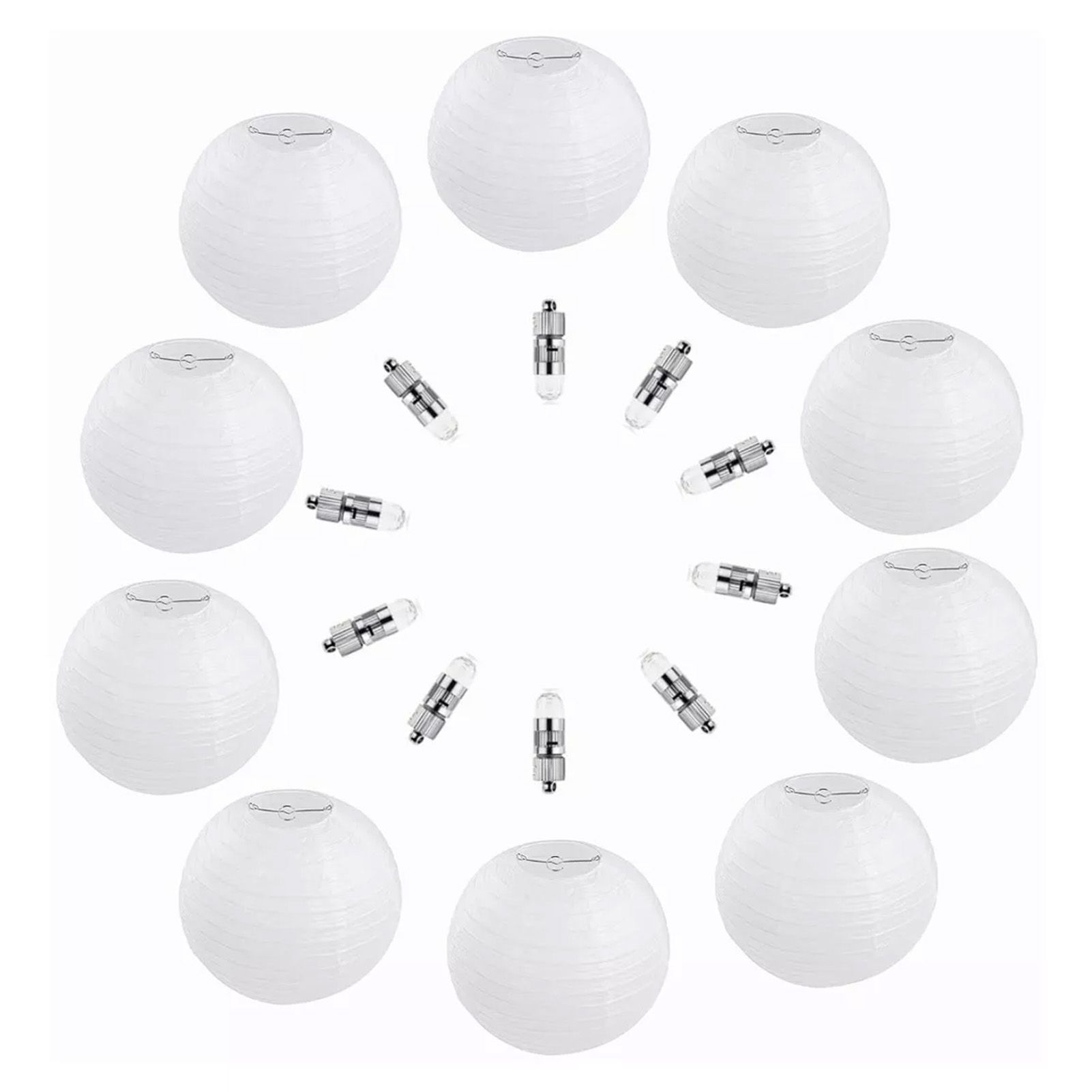 Chinese White Paper Lantern Decorative Round Paper Lanterns with 10 LED Lights view 3