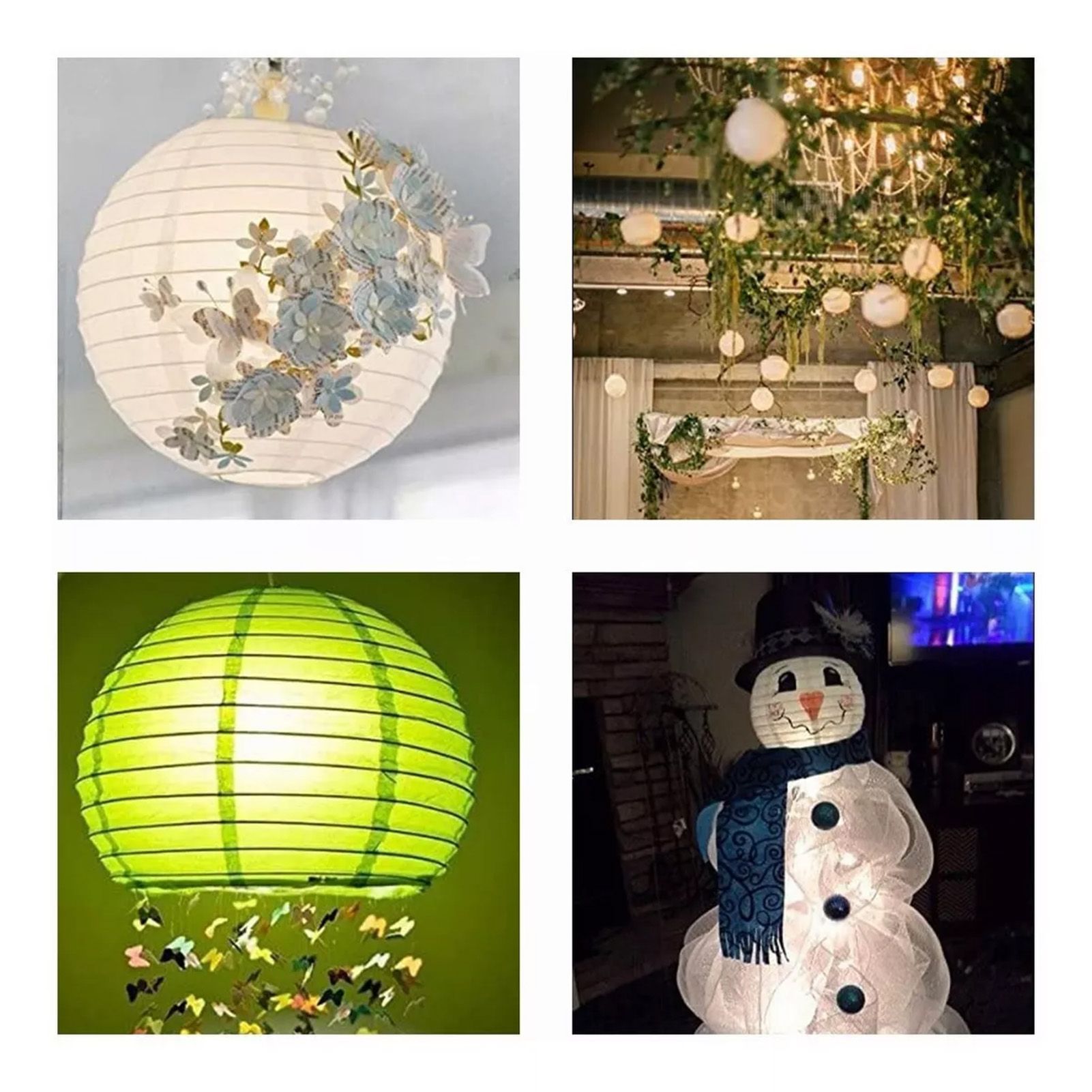 Chinese White Paper Lantern Decorative Round Paper Lanterns with 10 LED Lights view 10