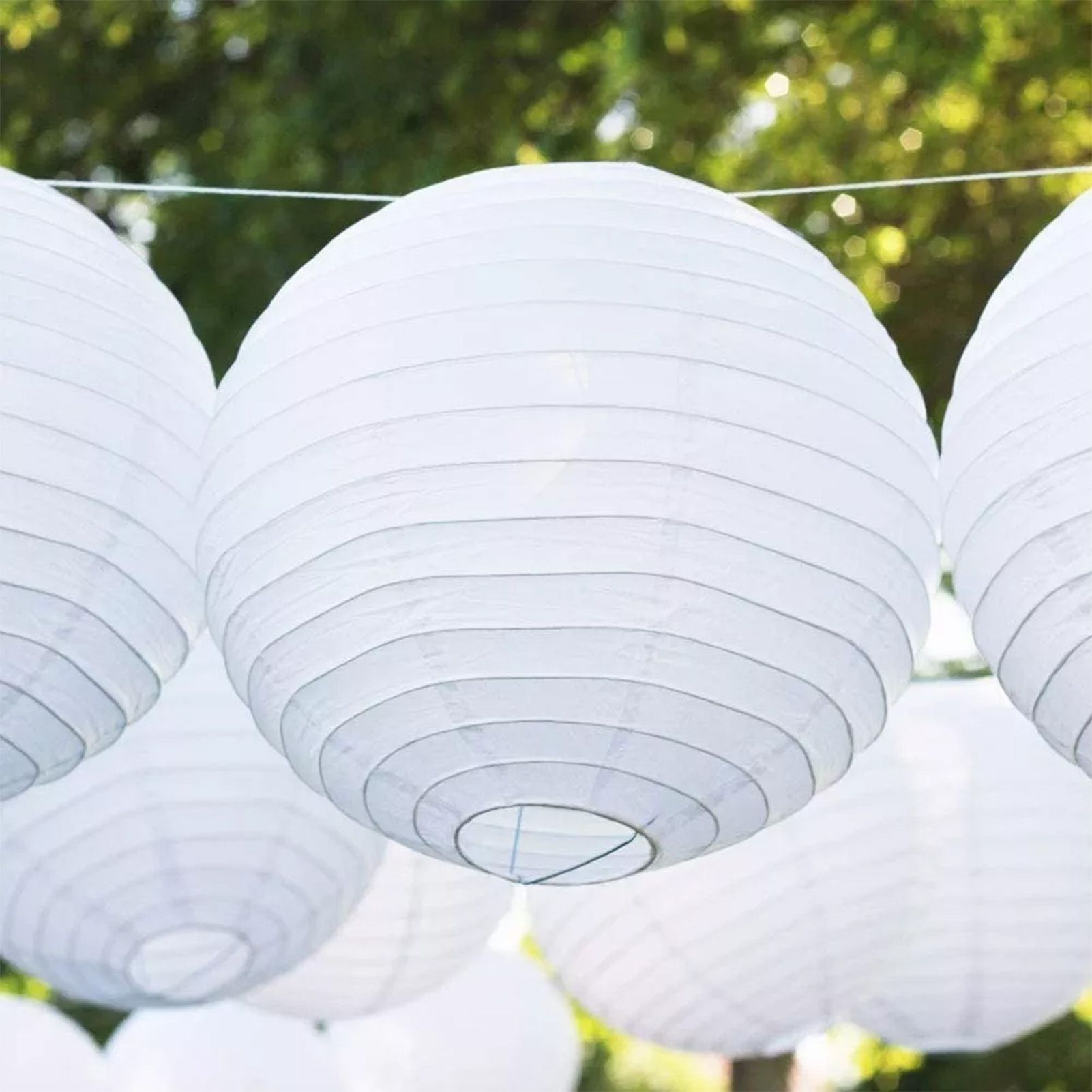 Chinese White Paper Lantern Decorative Round Paper Lanterns with 10 LED Lights view 11