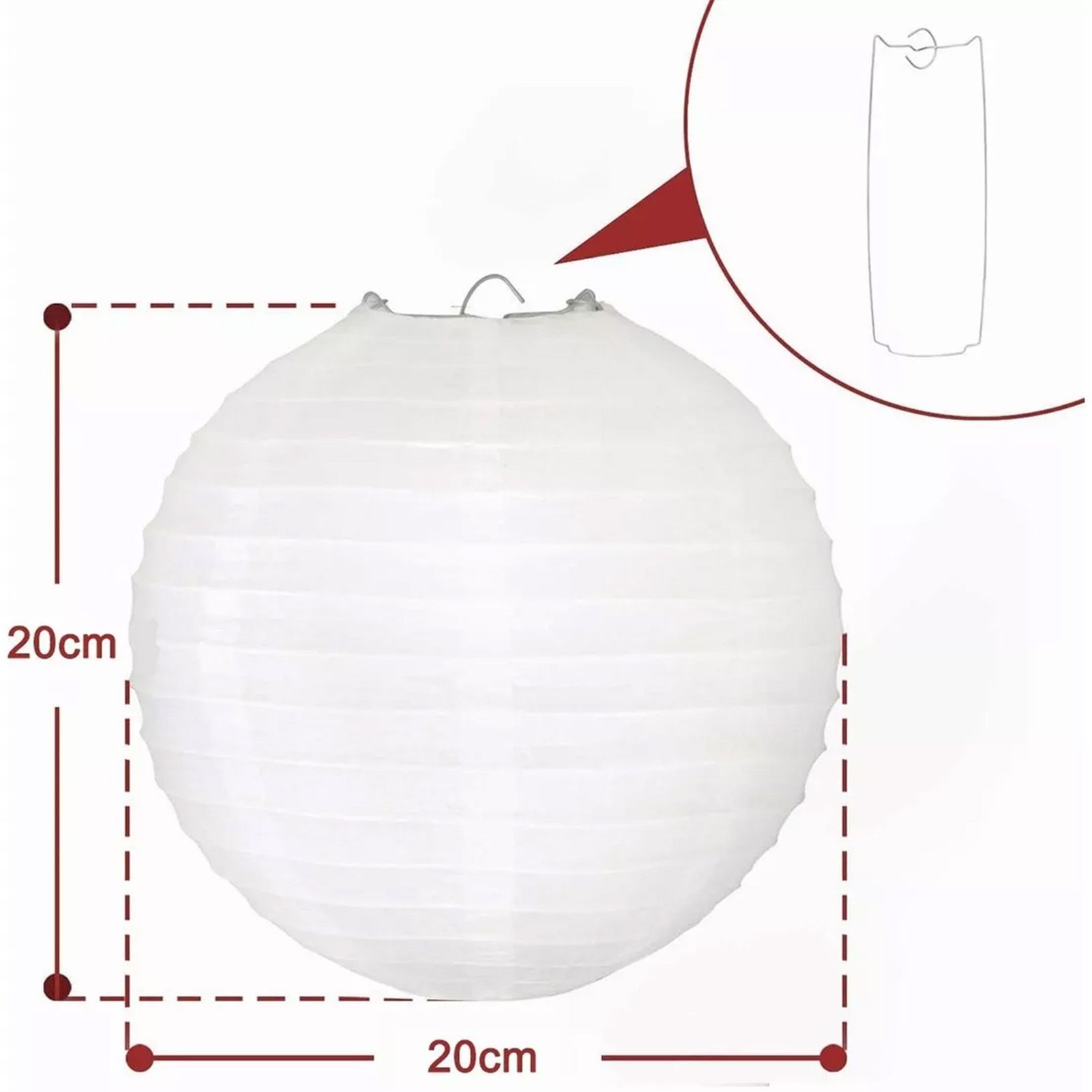 Chinese White Paper Lantern Decorative Round Paper Lanterns with 10 LED Lights view 13
