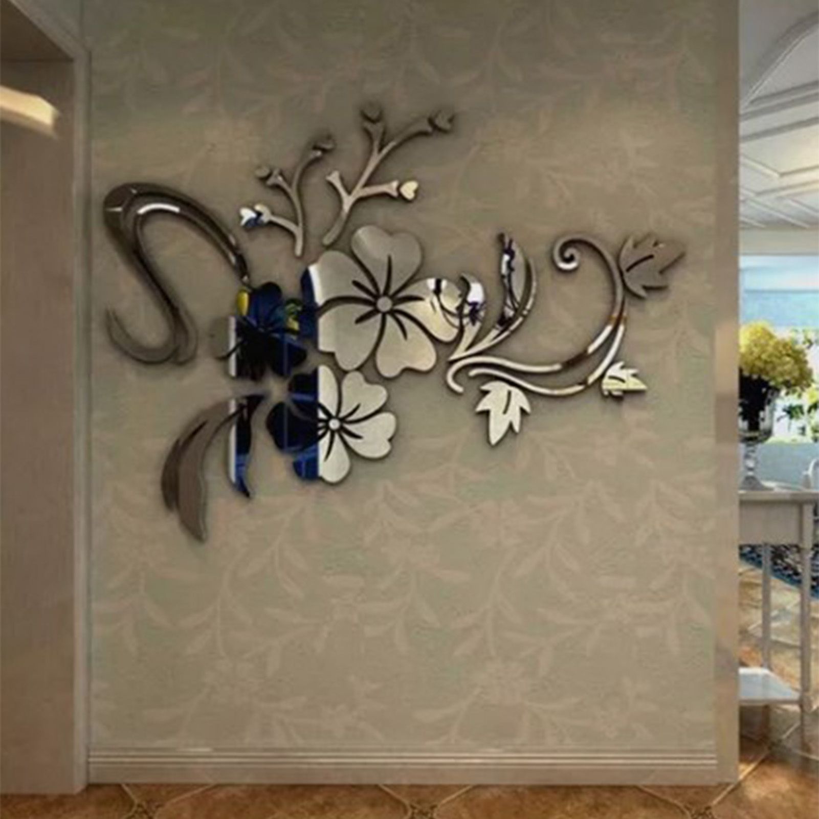 Acrylic Mirror Wall Sticker Removable 3D Wall Decal for Living Room Bedroom view 5