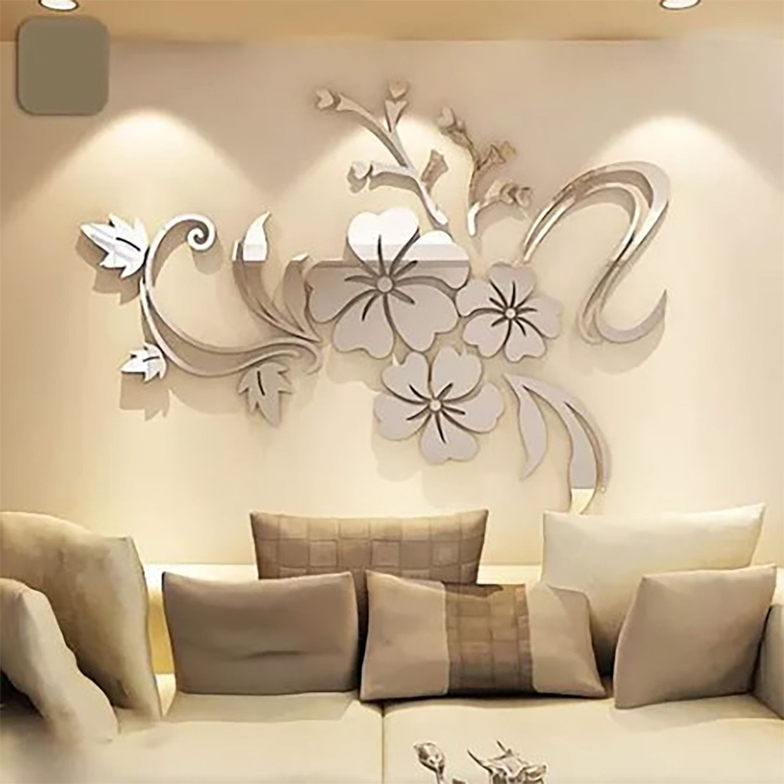 Acrylic Mirror Wall Sticker Removable 3D Wall Decal for Living Room Bedroom view 6
