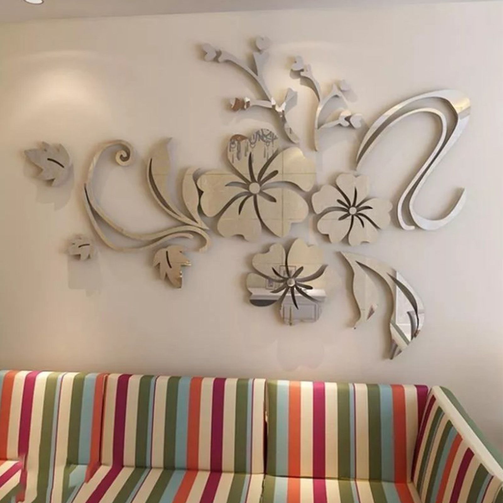 Acrylic Mirror Wall Sticker Removable 3D Wall Decal for Living Room Bedroom view 7