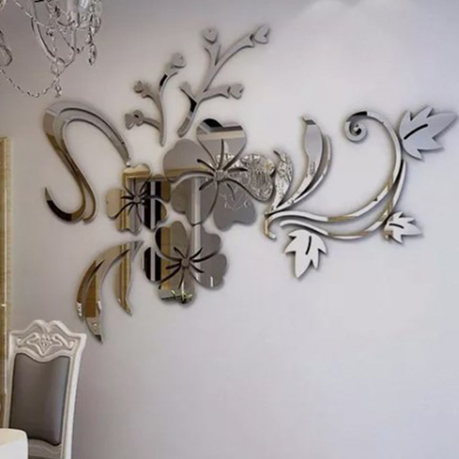 Acrylic Mirror Wall Sticker Removable 3D Wall Decal for Living Room Bedroom view 8