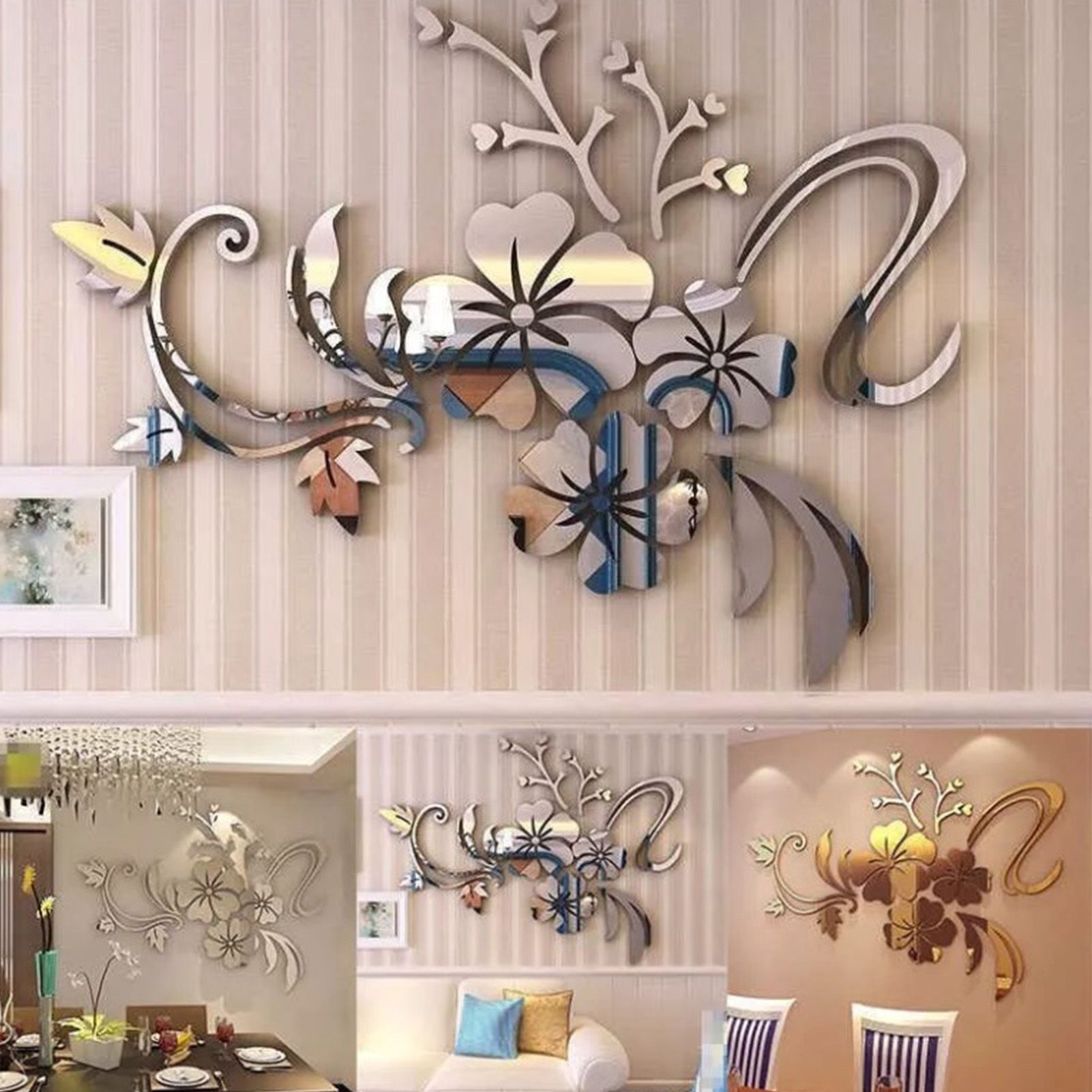 Acrylic Mirror Wall Sticker Removable 3D Wall Decal for Living Room Bedroom view 12