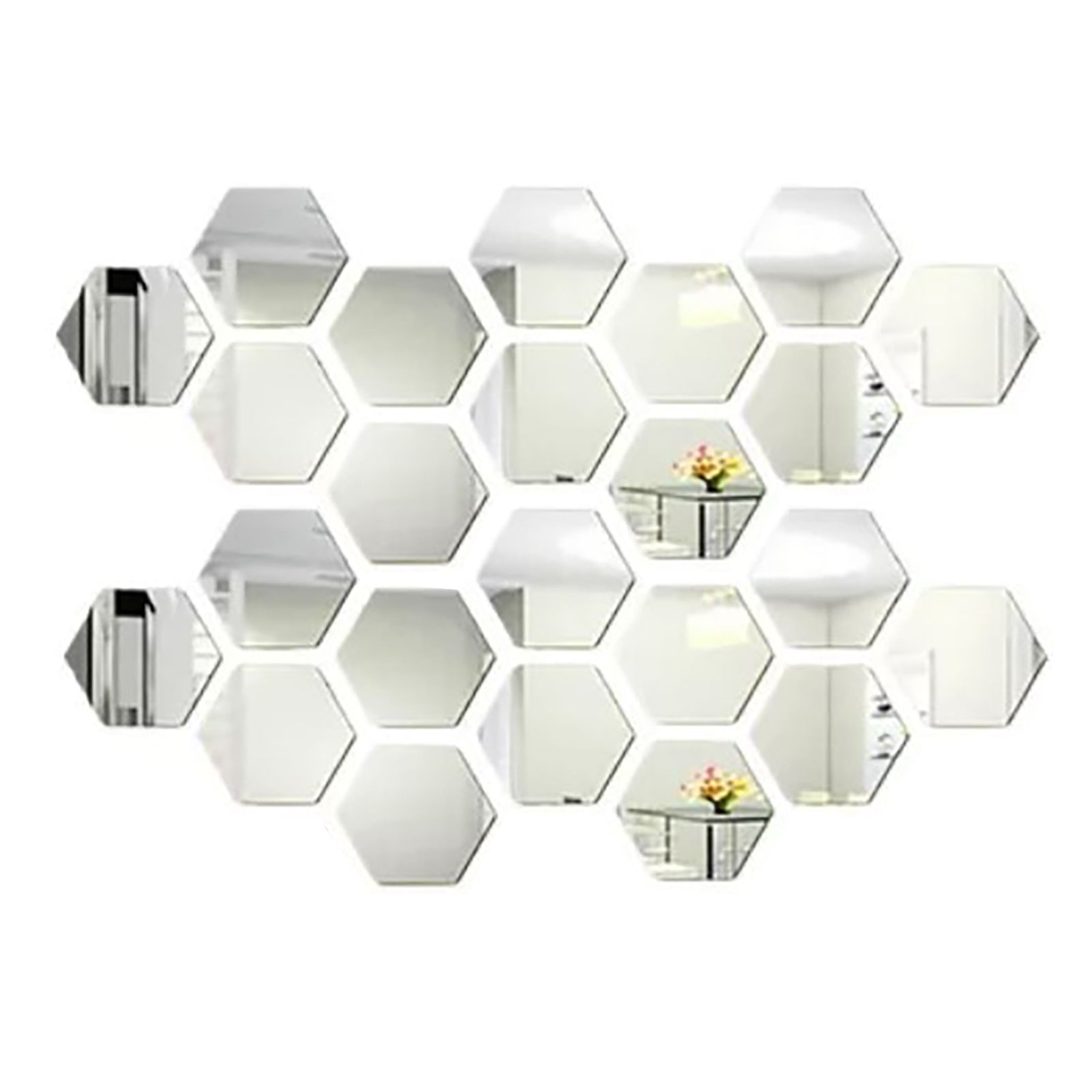 24PCS Hexagon Mirror Wall Stickers Acrylic Sticker Decoration for Home Living view 2