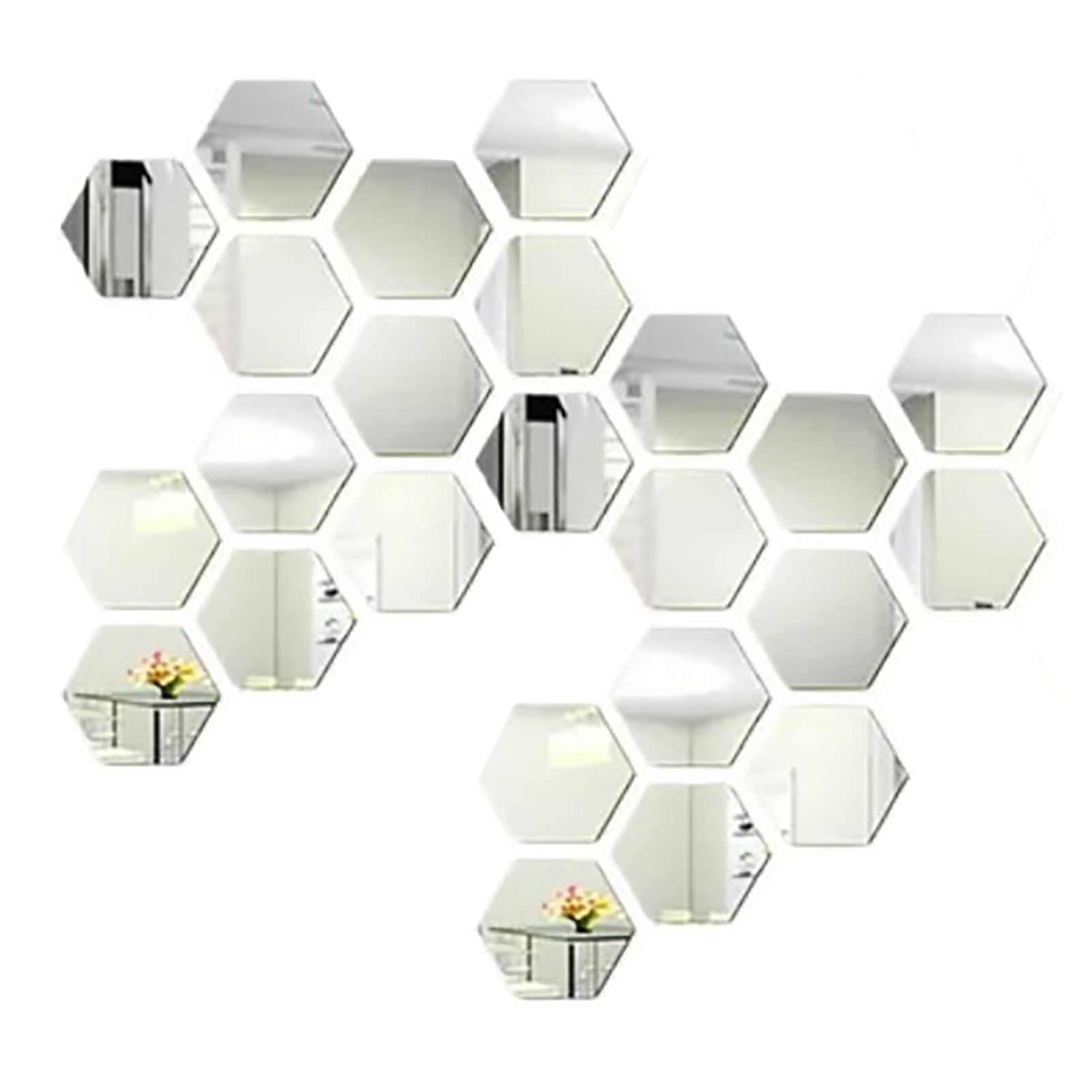 24PCS Hexagon Mirror Wall Stickers Acrylic Sticker Decoration for Home Living view 4