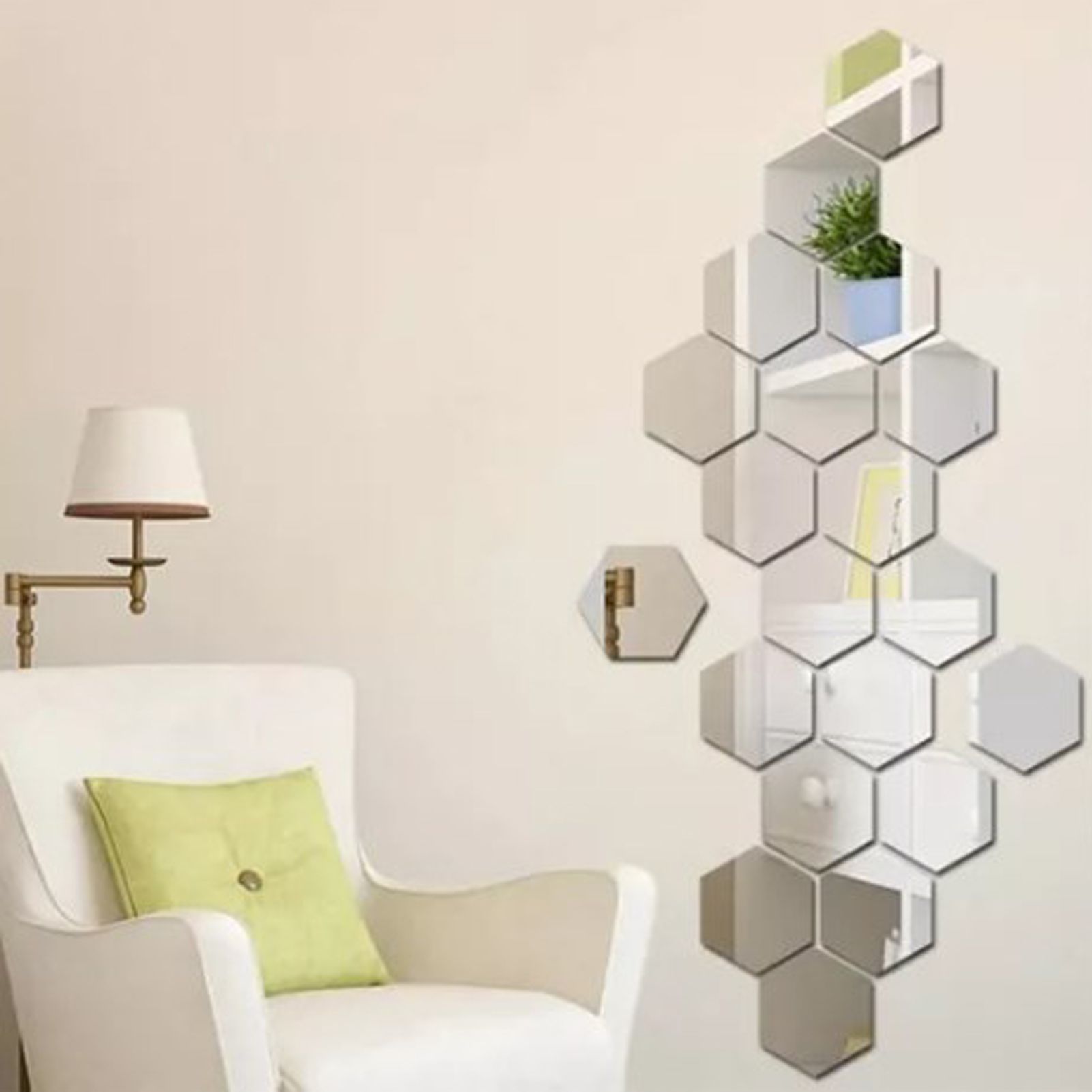 24PCS Hexagon Mirror Wall Stickers Acrylic Sticker Decoration for Home Living view 7