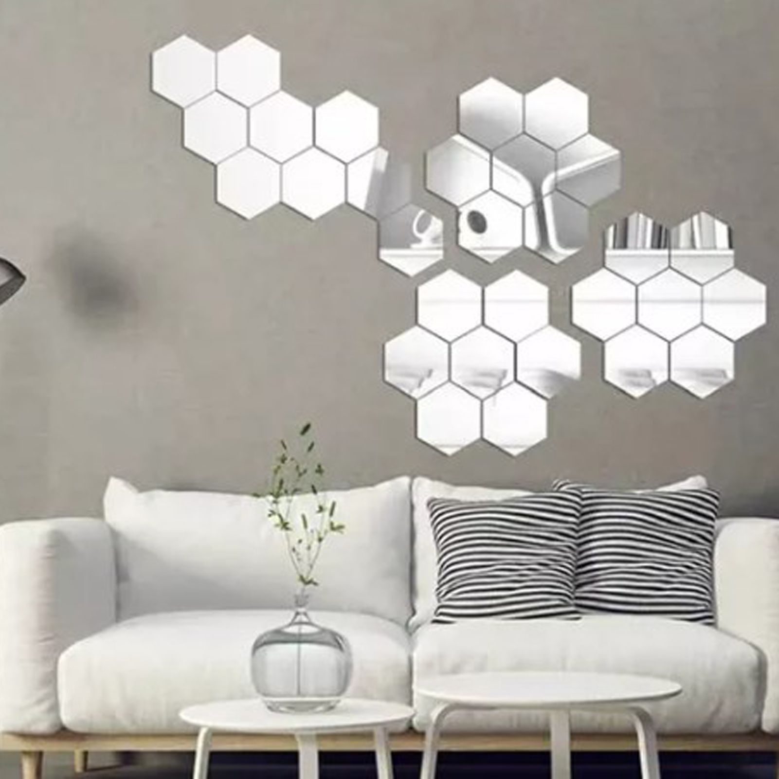 24PCS Hexagon Mirror Wall Stickers Acrylic Sticker Decoration for Home Living view 10