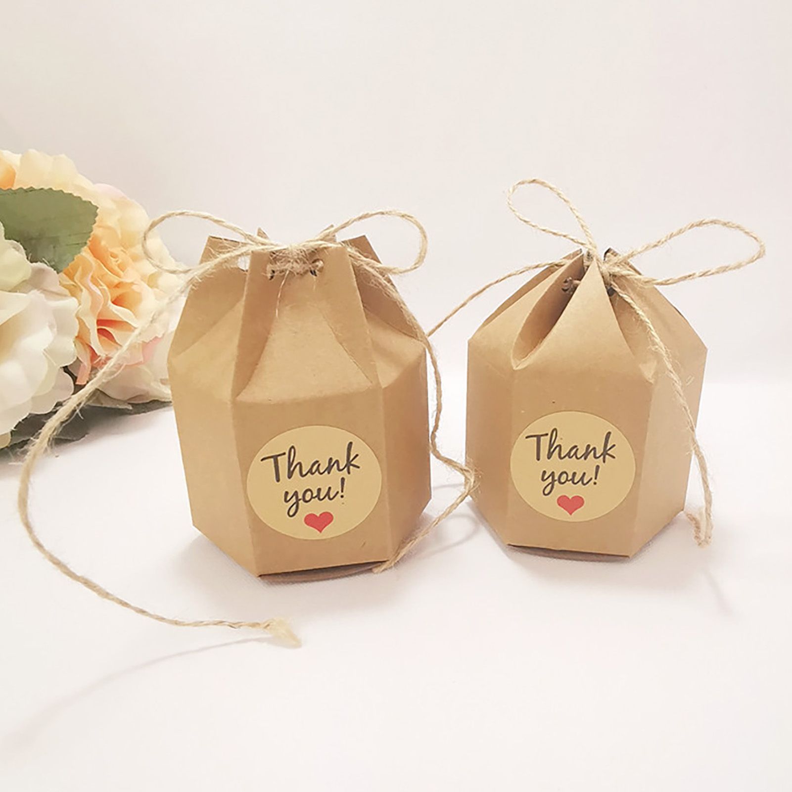 50Pcs Hexagonal Candy Treat Box Exquisite Gift Packaging Box for Wedding view 2