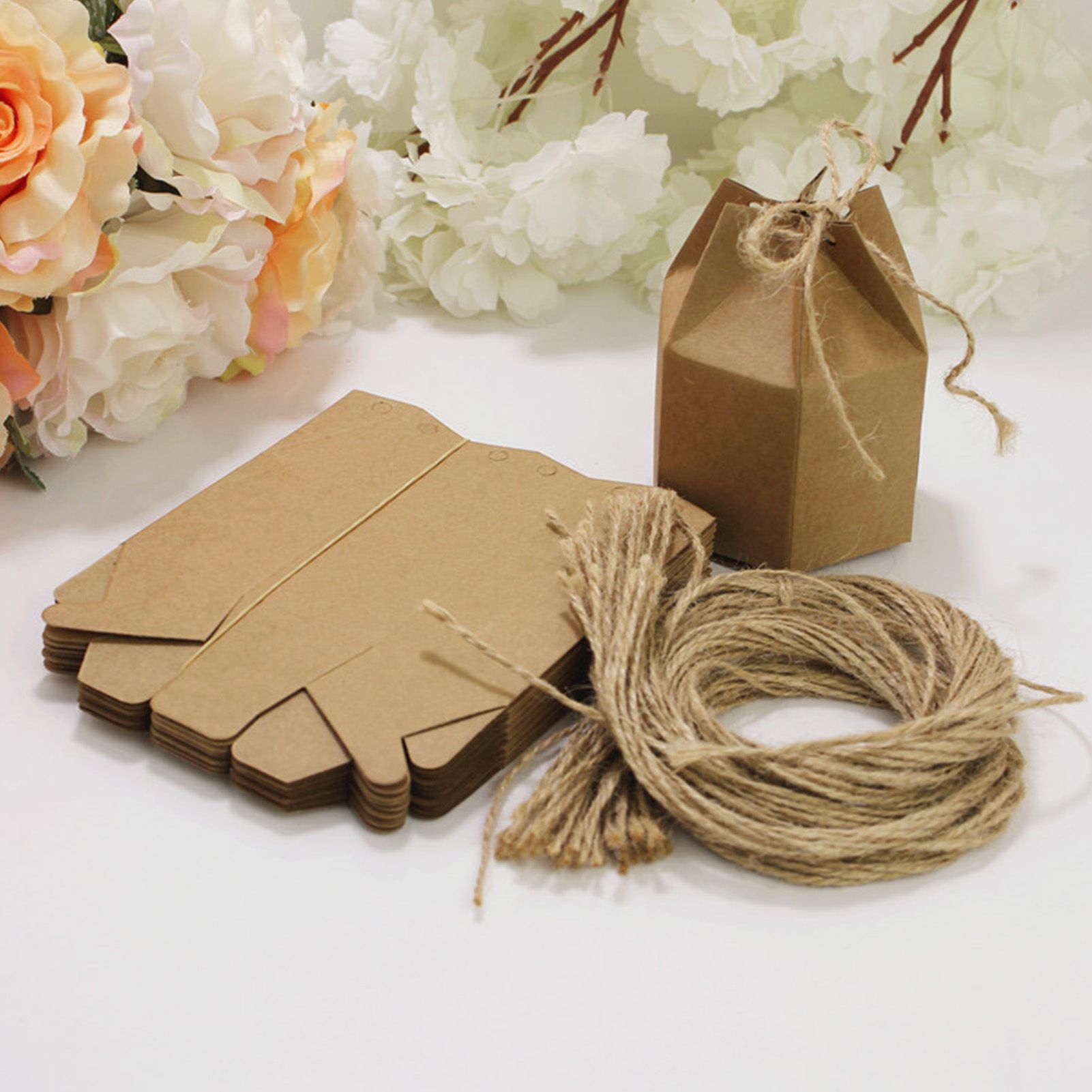 50Pcs Hexagonal Candy Treat Box Exquisite Gift Packaging Box for Wedding view 5