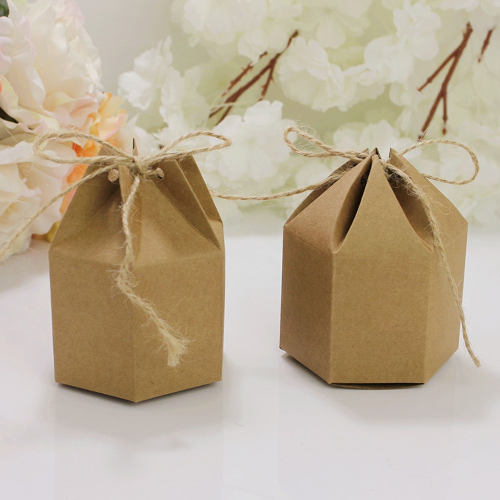50Pcs Hexagonal Candy Treat Box Exquisite Gift Packaging Box for Wedding view 7