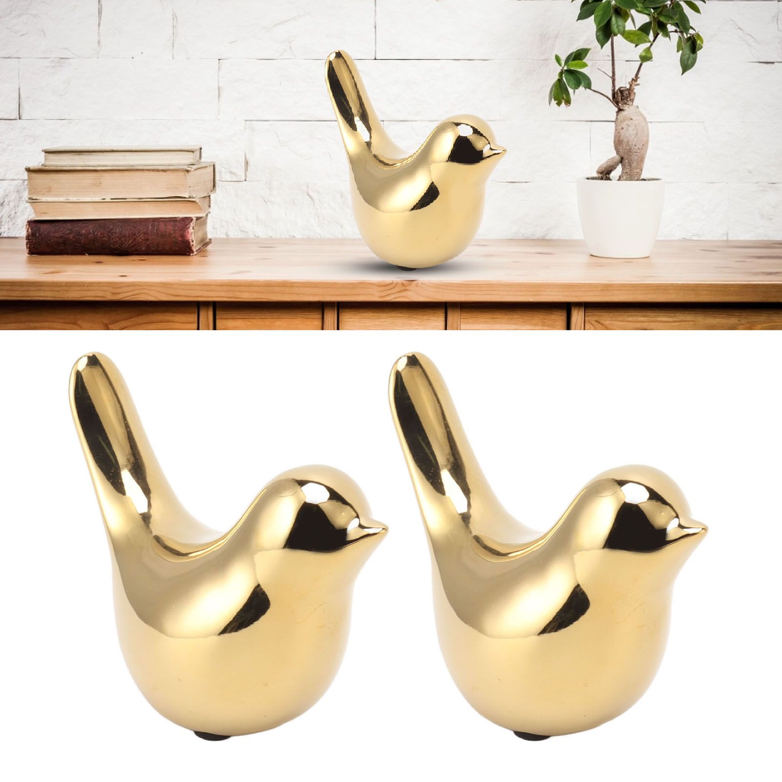 2Pcs Electroplated Ceramic Bird Decoration Nordic Style Modern Abstract Bird view 12