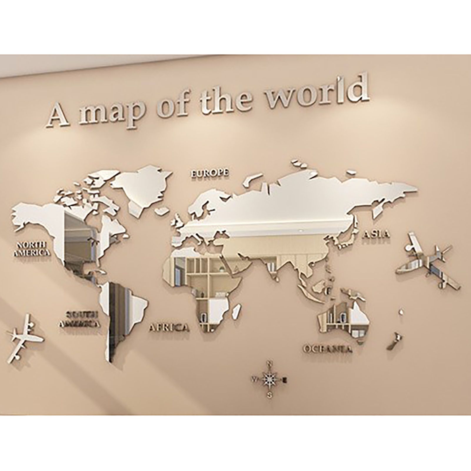 Acrylic Wall Stickers 3D World Map Wall Mirror Sticker for Office Study Living view 5