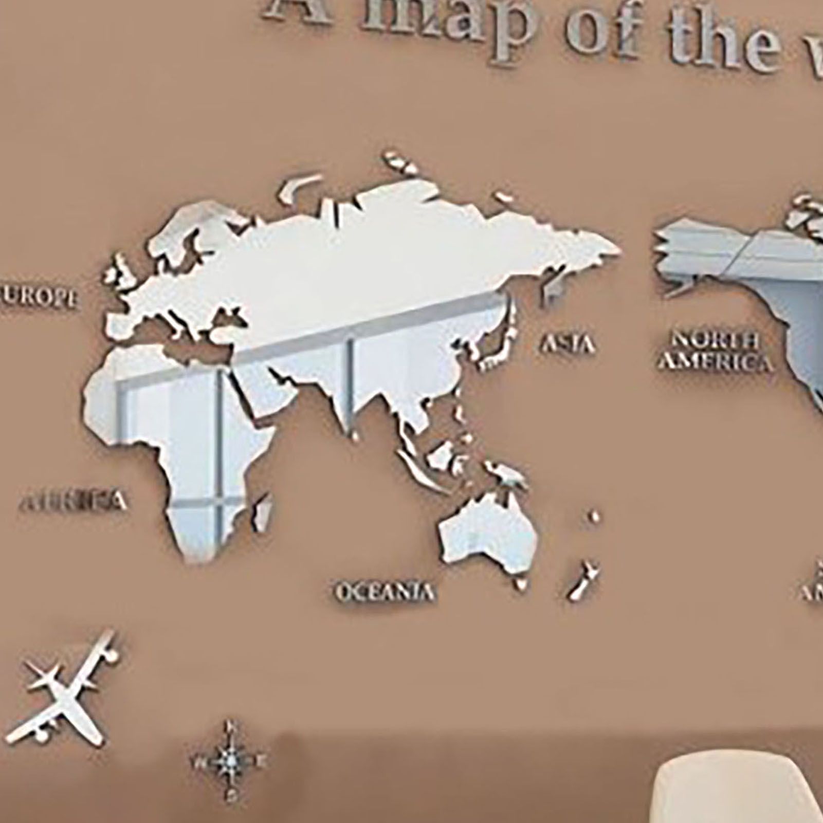 Acrylic Wall Stickers 3D World Map Wall Mirror Sticker for Office Study Living view 6