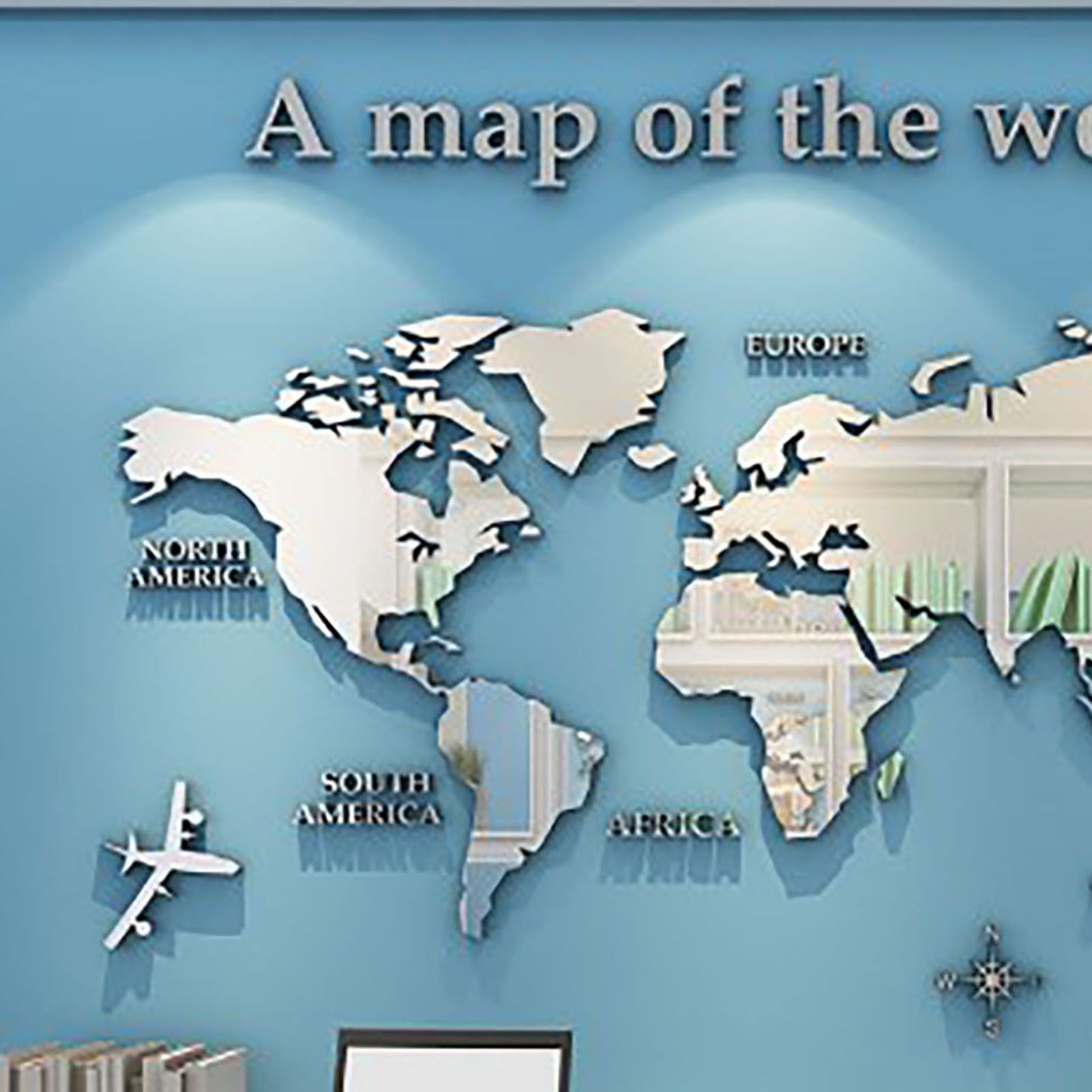 Acrylic Wall Stickers 3D World Map Wall Mirror Sticker for Office Study Living view 7