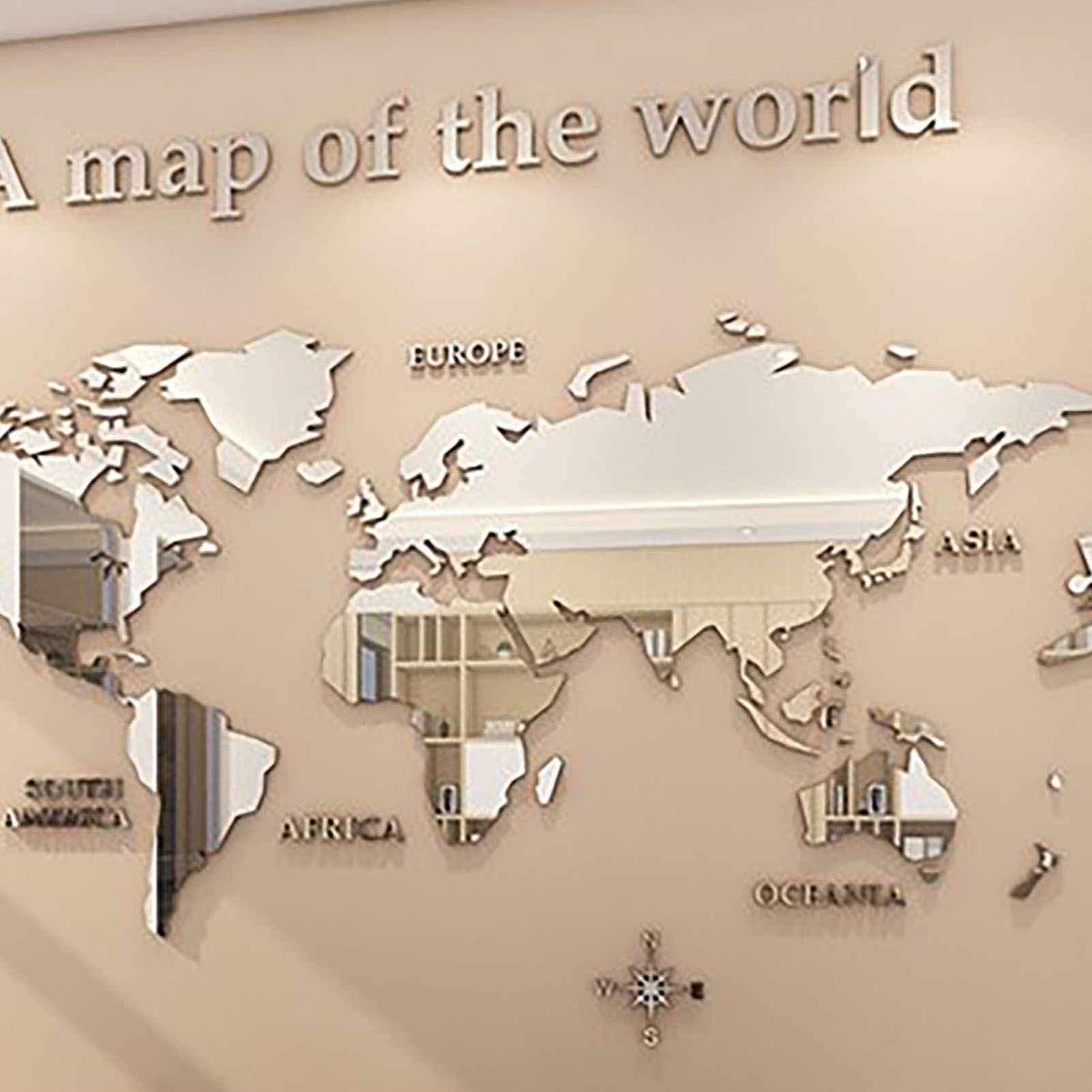 Acrylic Wall Stickers 3D World Map Wall Mirror Sticker for Office Study Living view 9