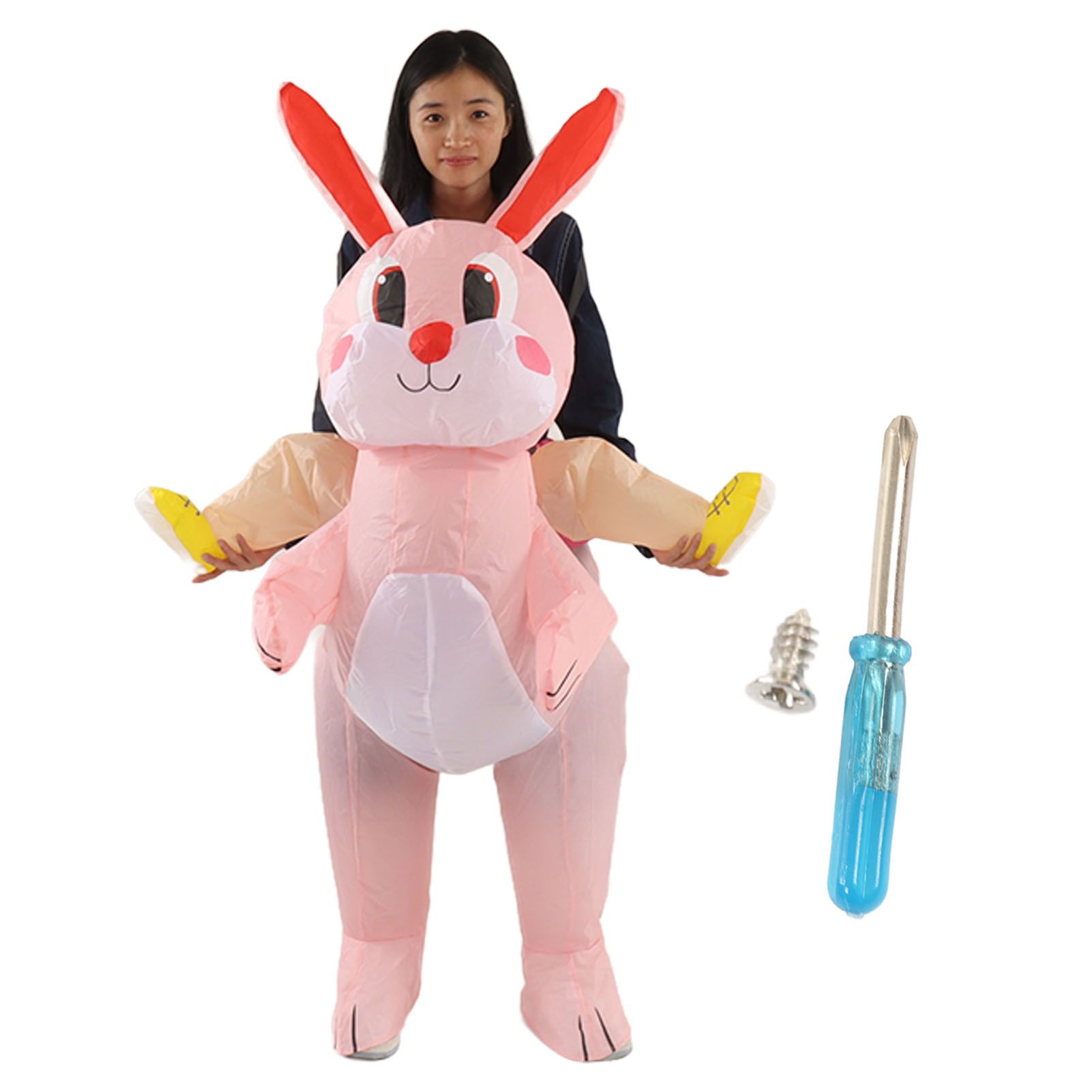 Easter Bunny Inflatable Costume Cute Festive Blow Up Riding Rabbit for Boys — image 1
