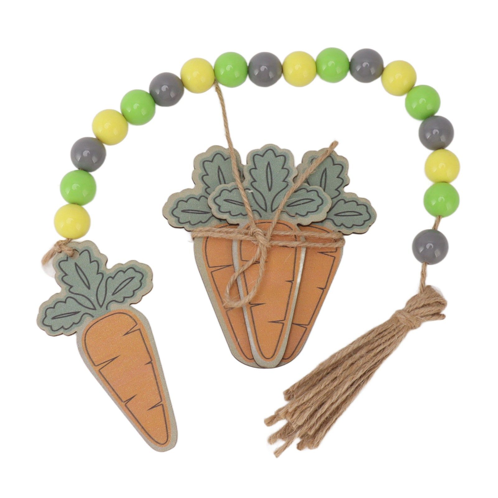 Easter Tiered Tray Decor Bunny Carrot String Bead Rolling Pin Ladder Wooden view 15